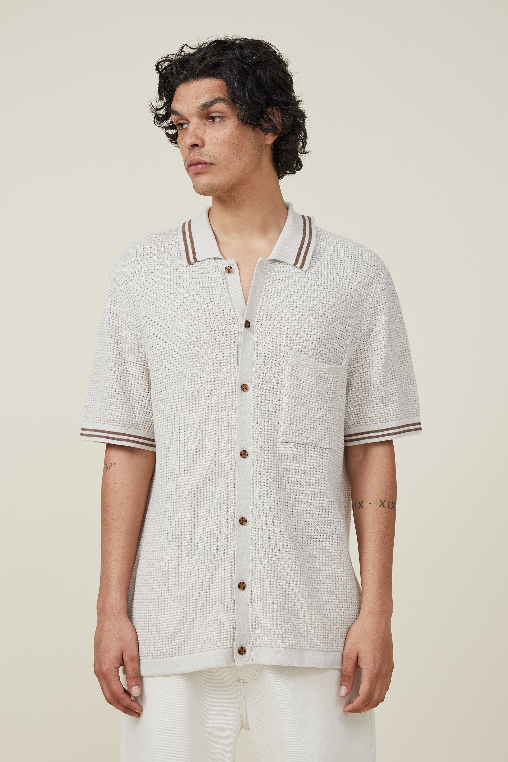 Cotton On Men - Pablo Short Sleeve Shirt - Ecru