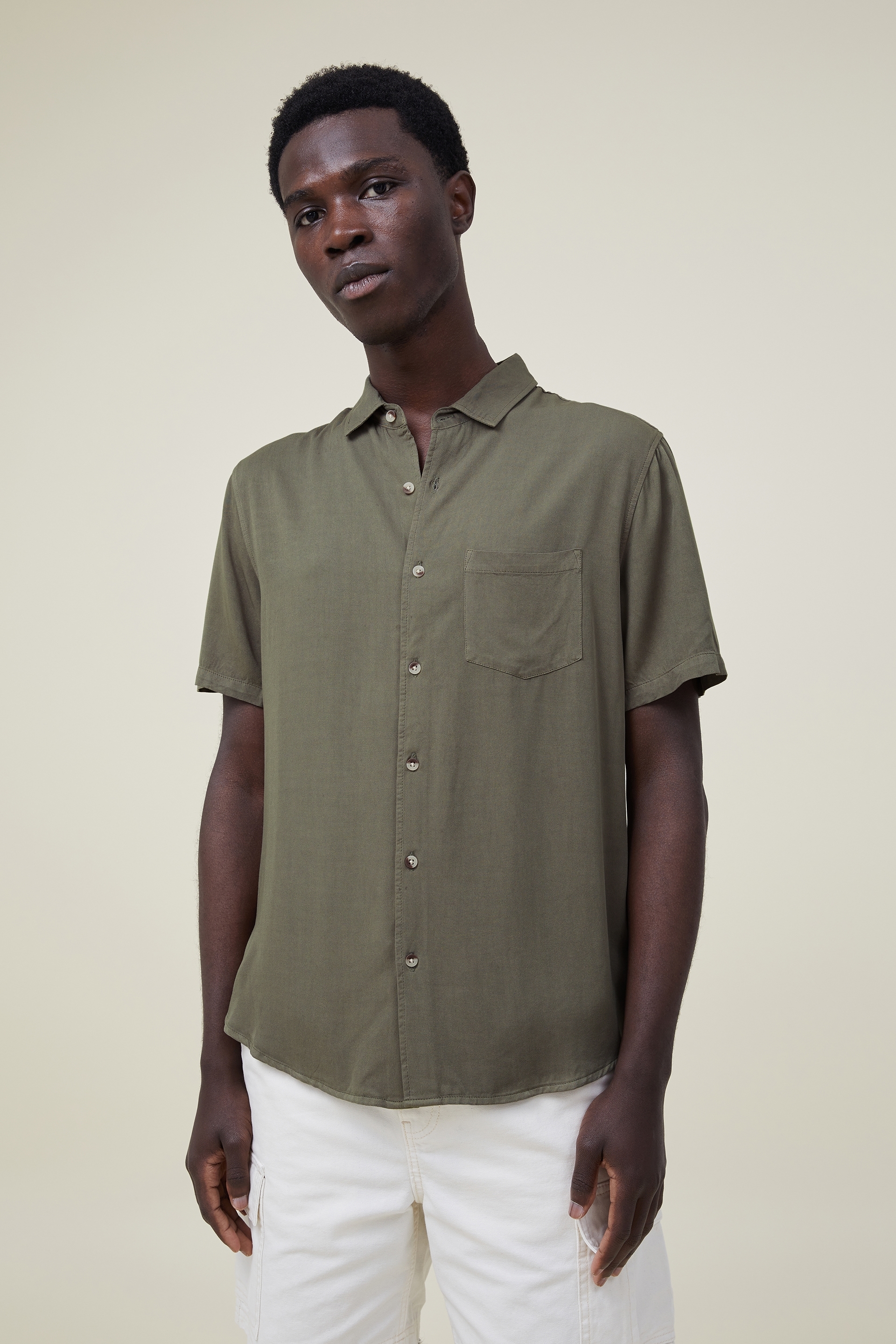 Cotton On Men - Cuban Short Sleeve Shirt - Military