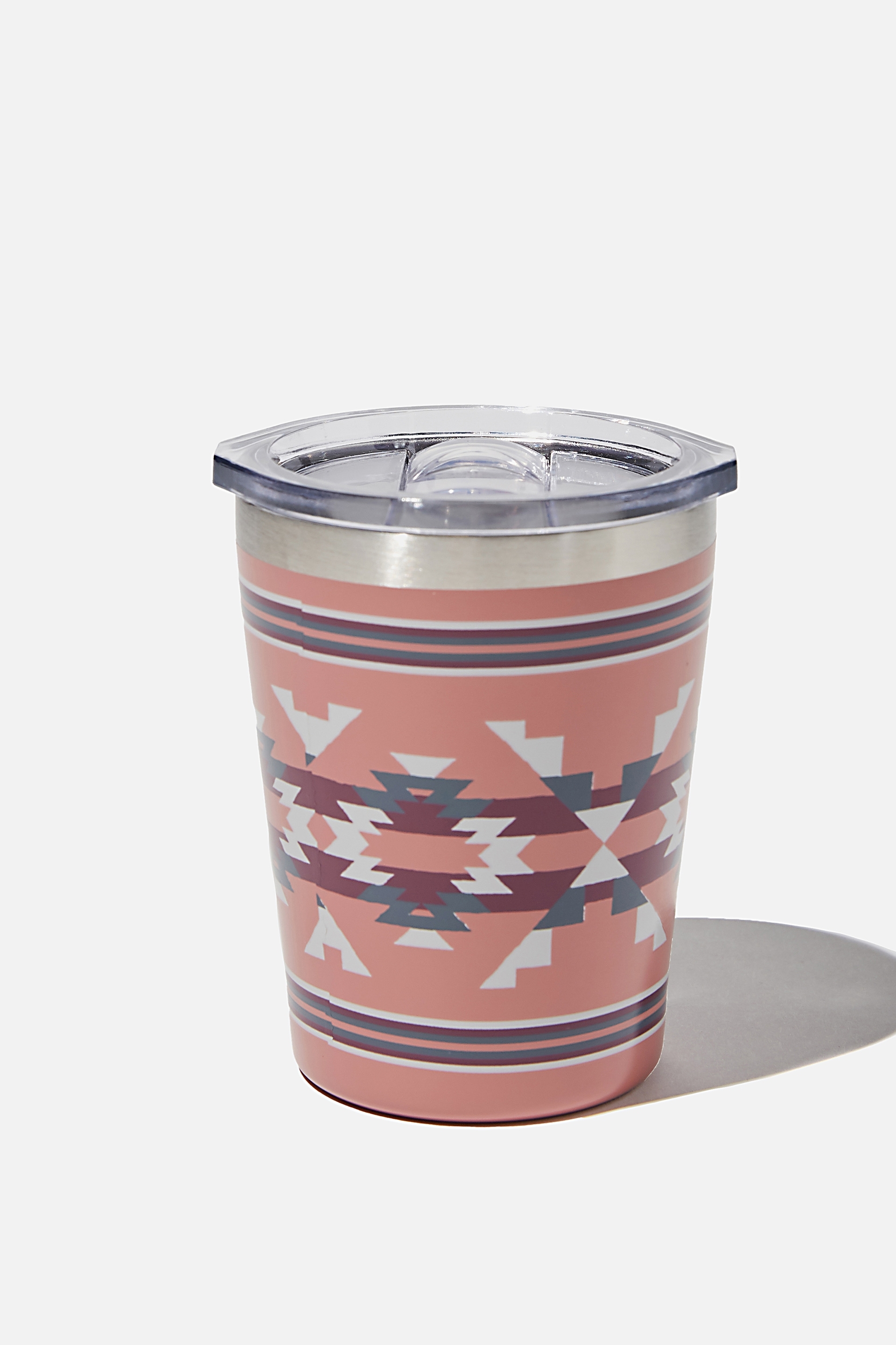 Cotton On Men - Small Stainless Steel Tumbler - Pink ikat