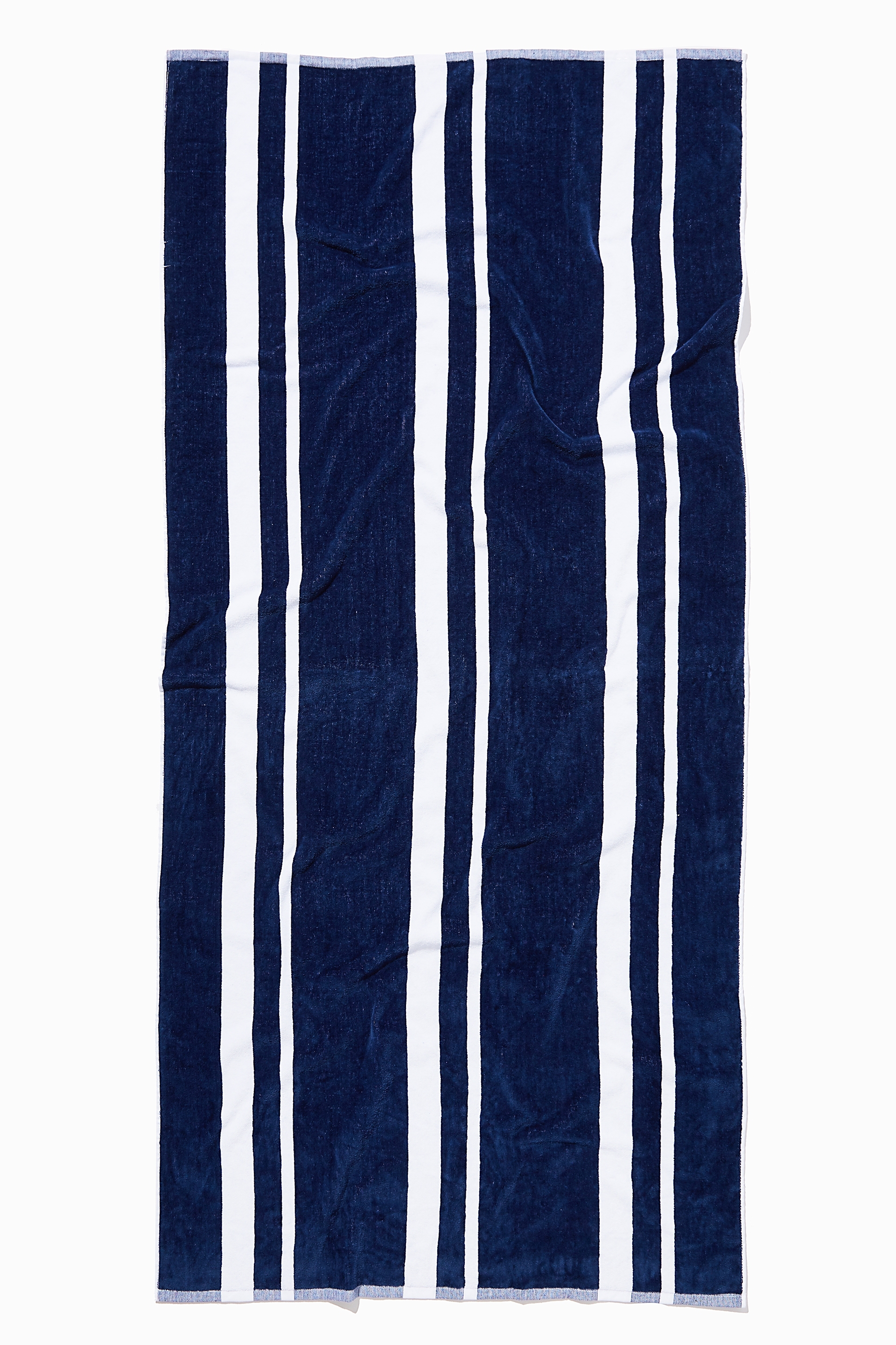Cotton On Men - Mens Jacquard Textured Towel - Navy white vert stripe