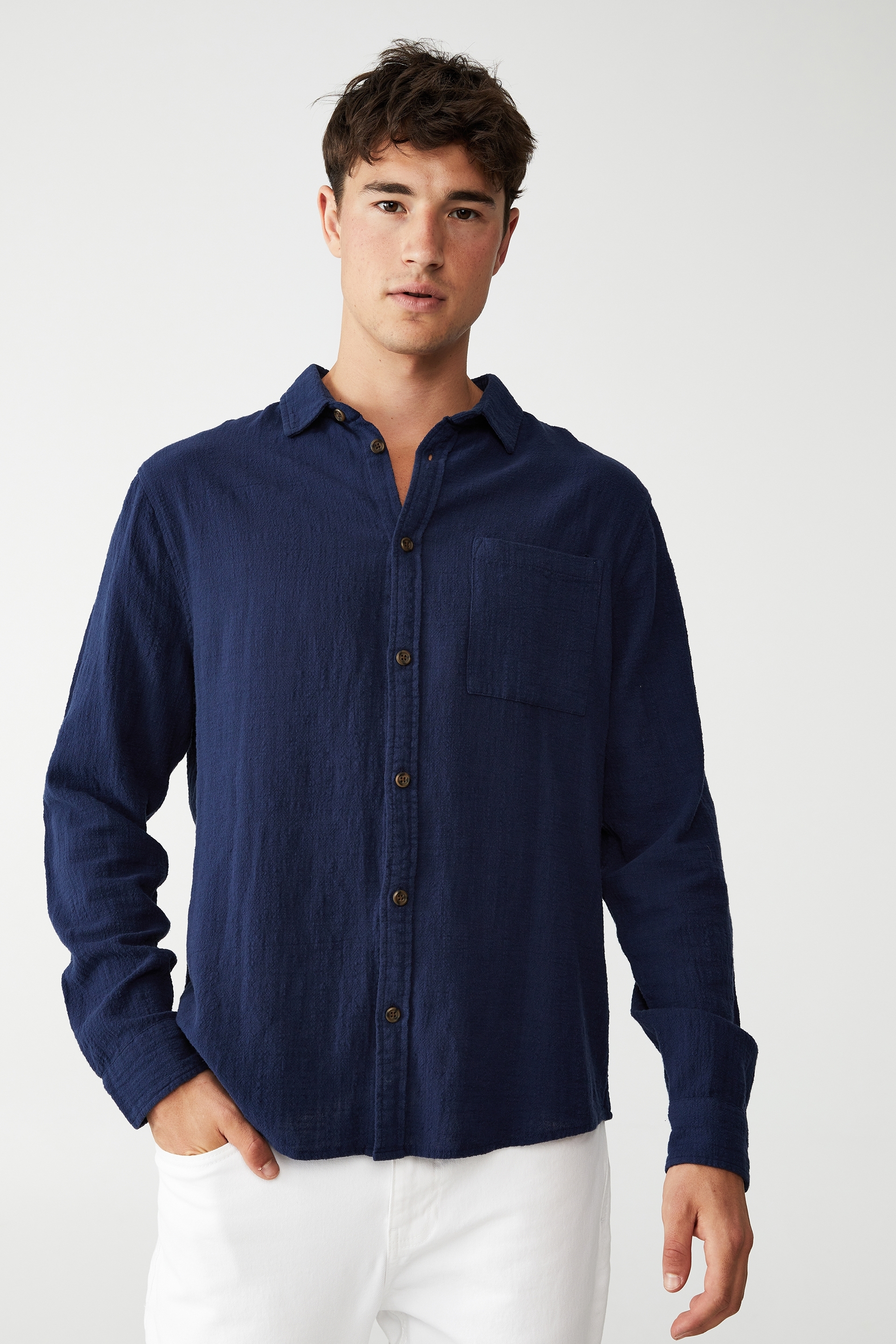 Cotton On Men - Camden Long Sleeve Shirt - Indigo