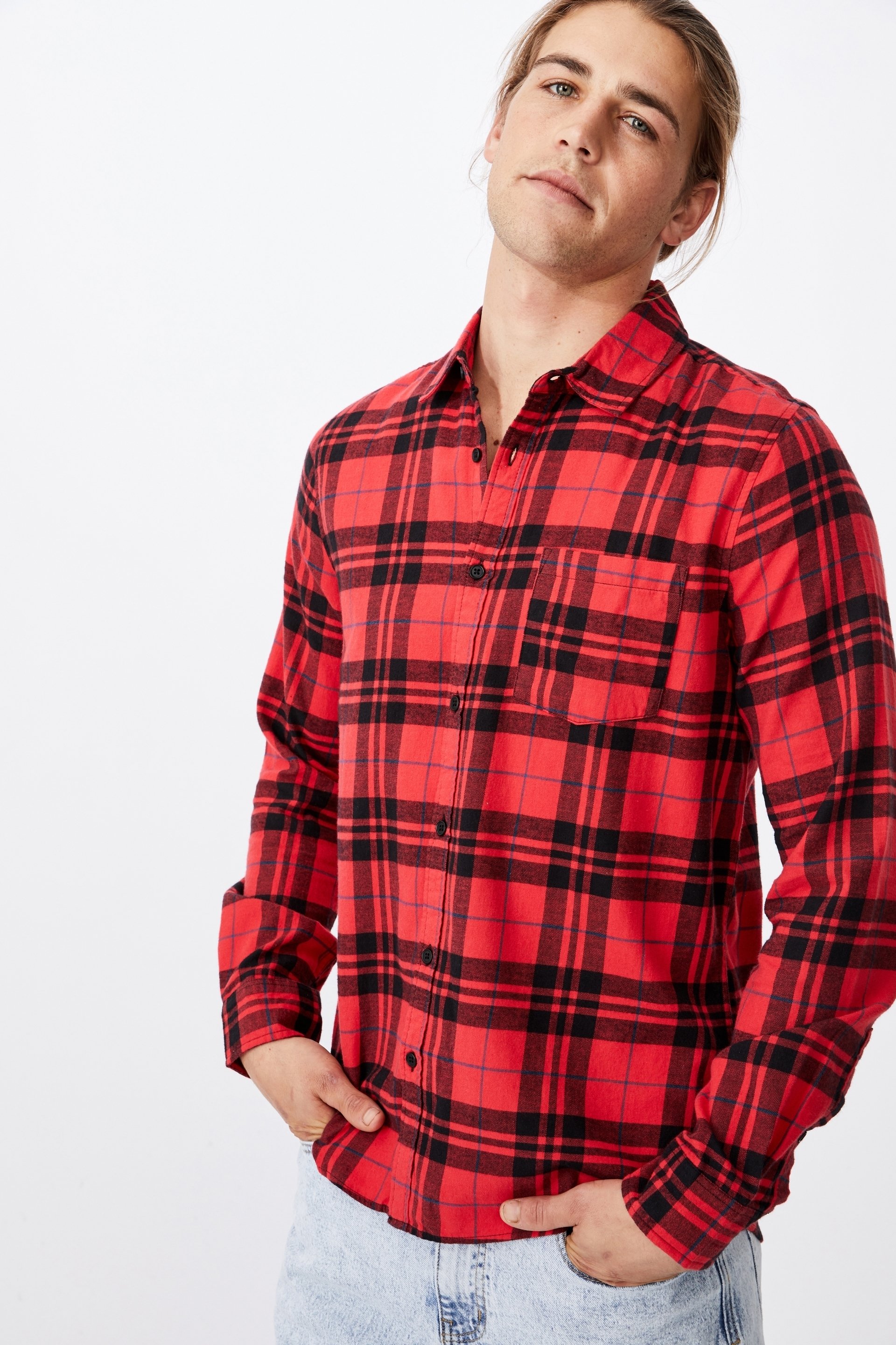 black & red check shirt