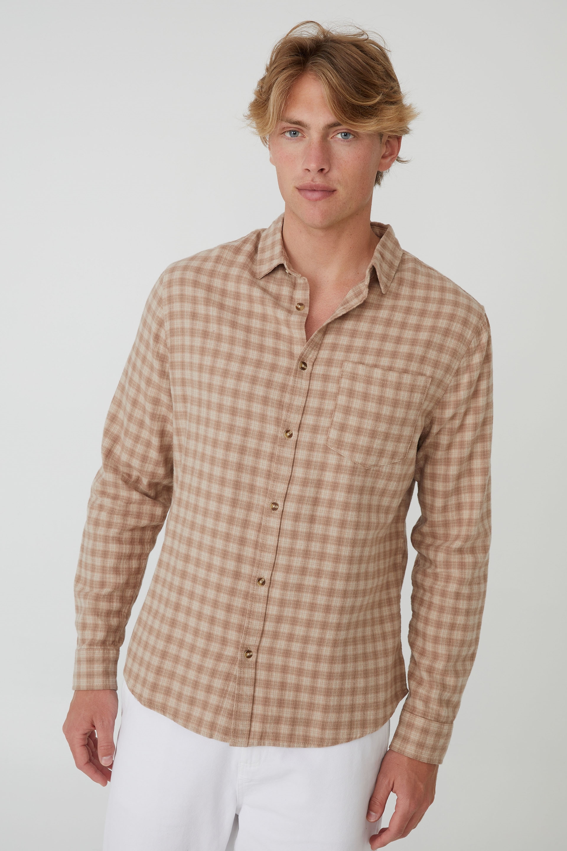 Cotton On Men - Camden Long Sleeve Shirt - Desert check