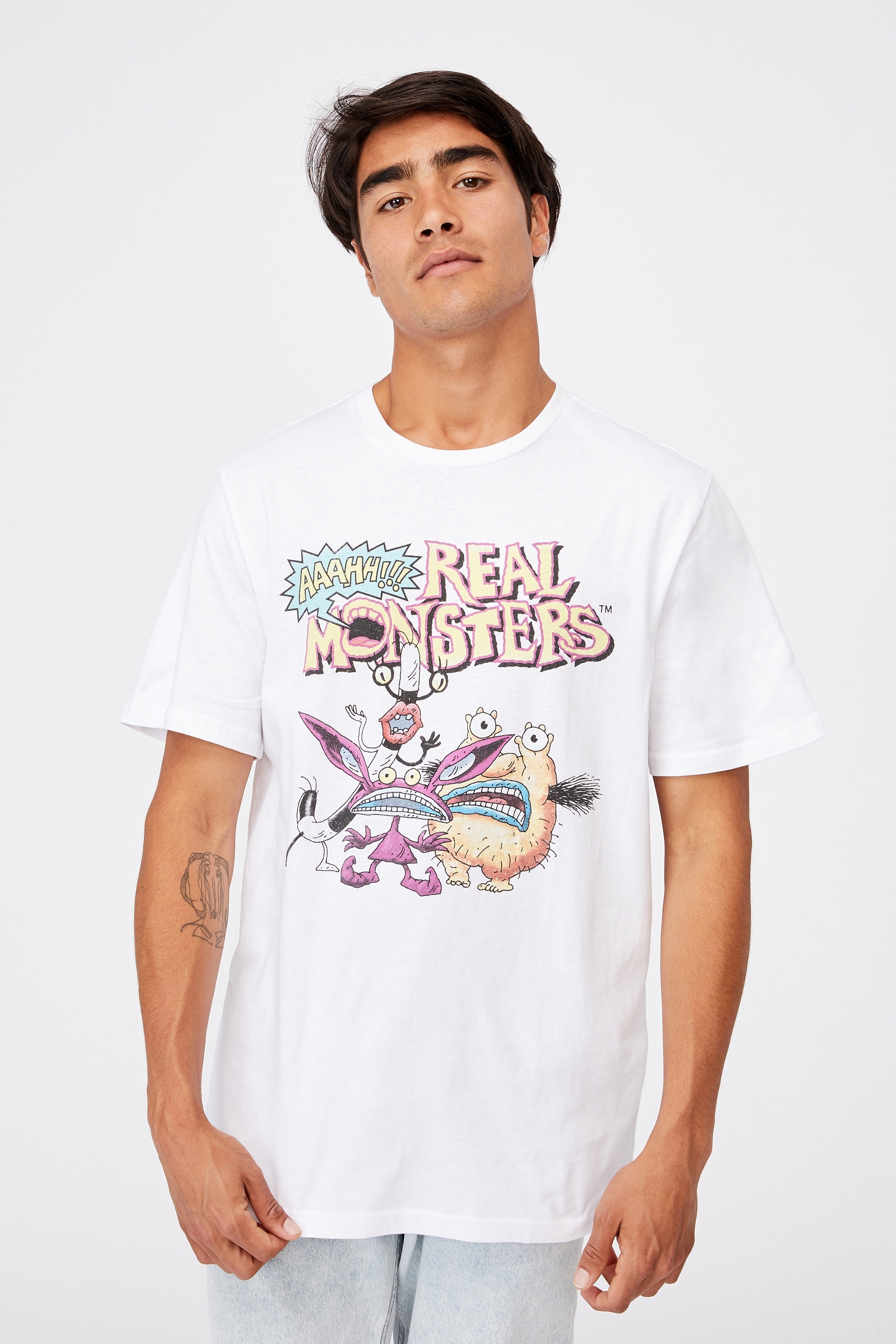 Cotton On Men - Tbar Collab Character T-Shirt - Lcn nic white/aaahh! real monsters-group