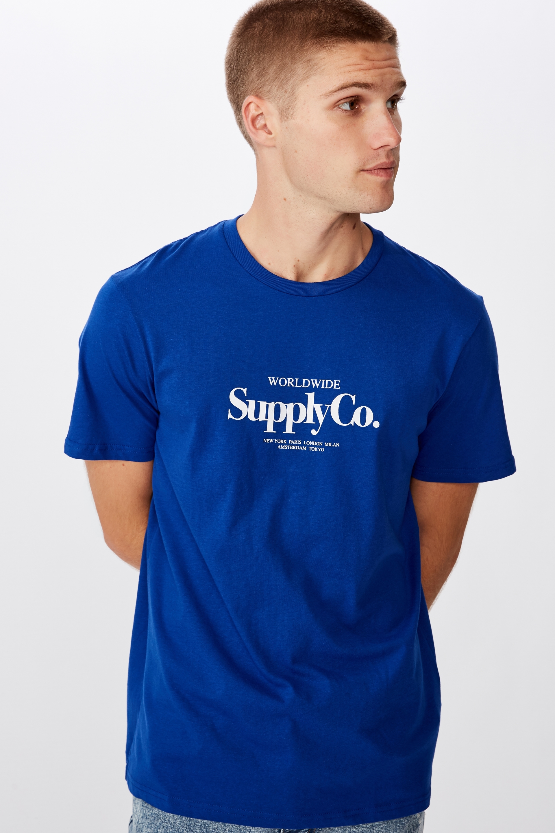 Cotton On Men - Tbar Tee Clearance - Royal blue/supply co. worldwide