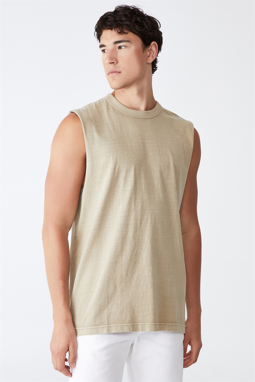Cotton On Men - Washed Muscle - Gravel stone
