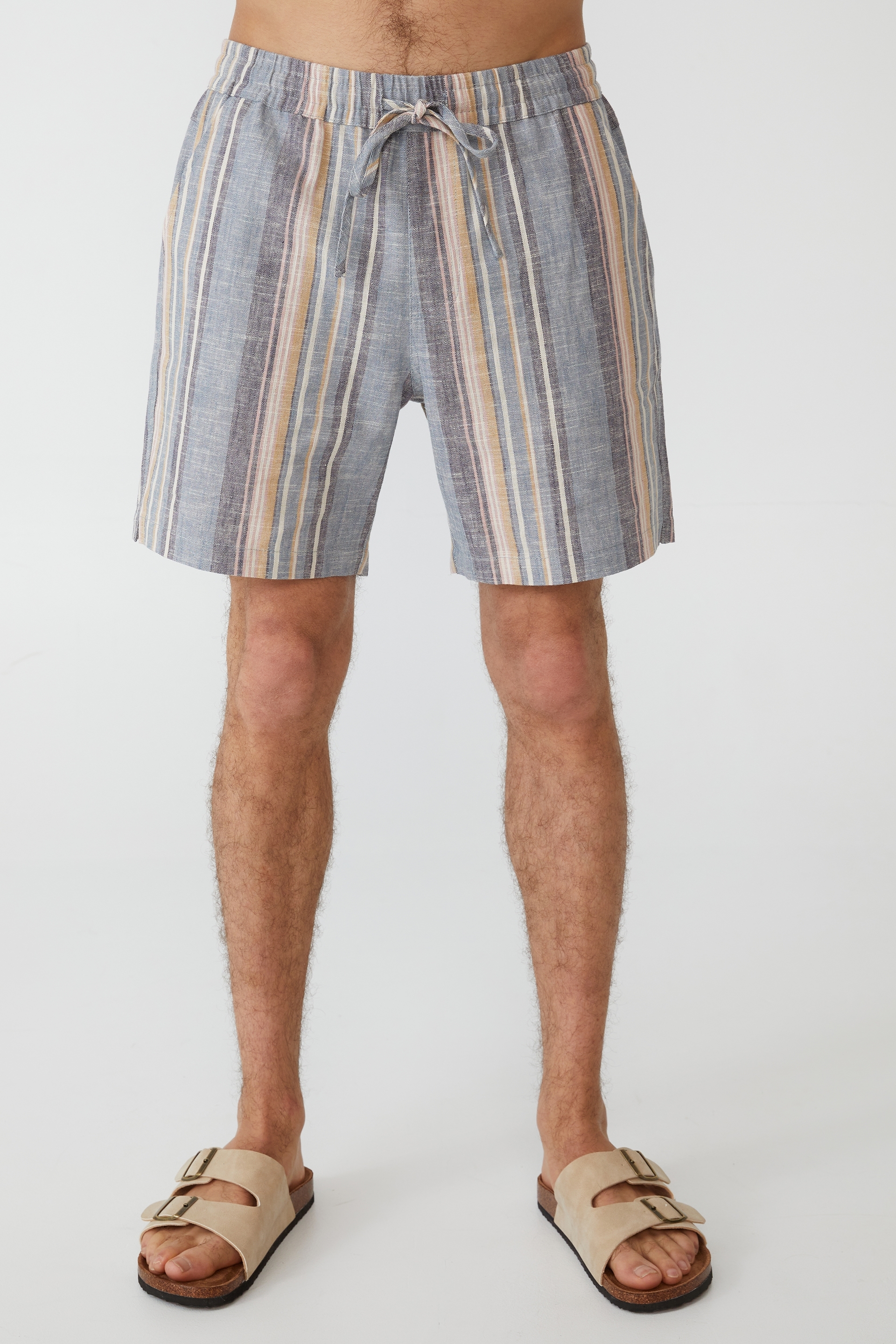 Cotton On Men - East Coast Textured Short - Dusty blue stripe