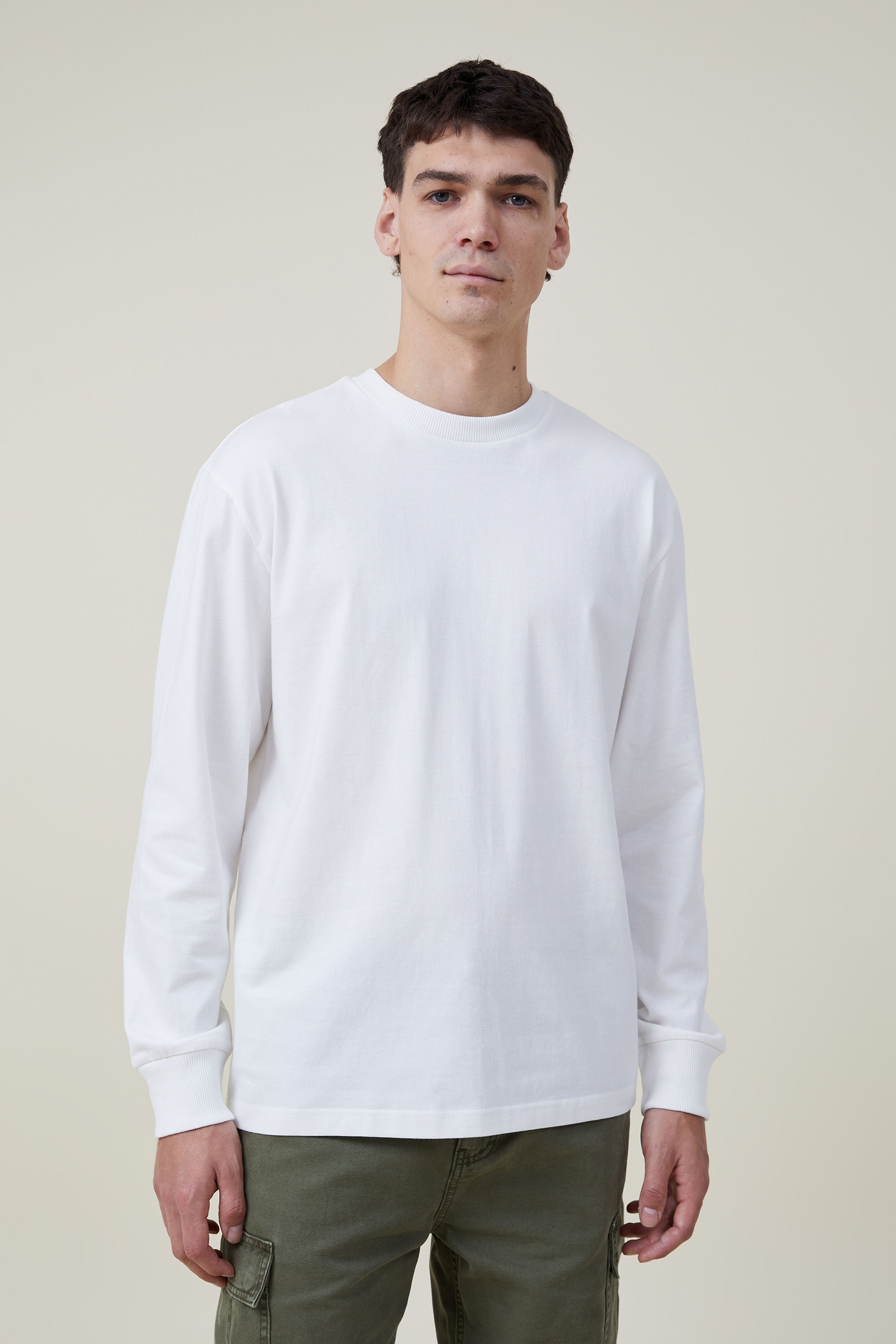 Cotton On Men - Loose Fit Long Sleeve Tshirt - Vintage white