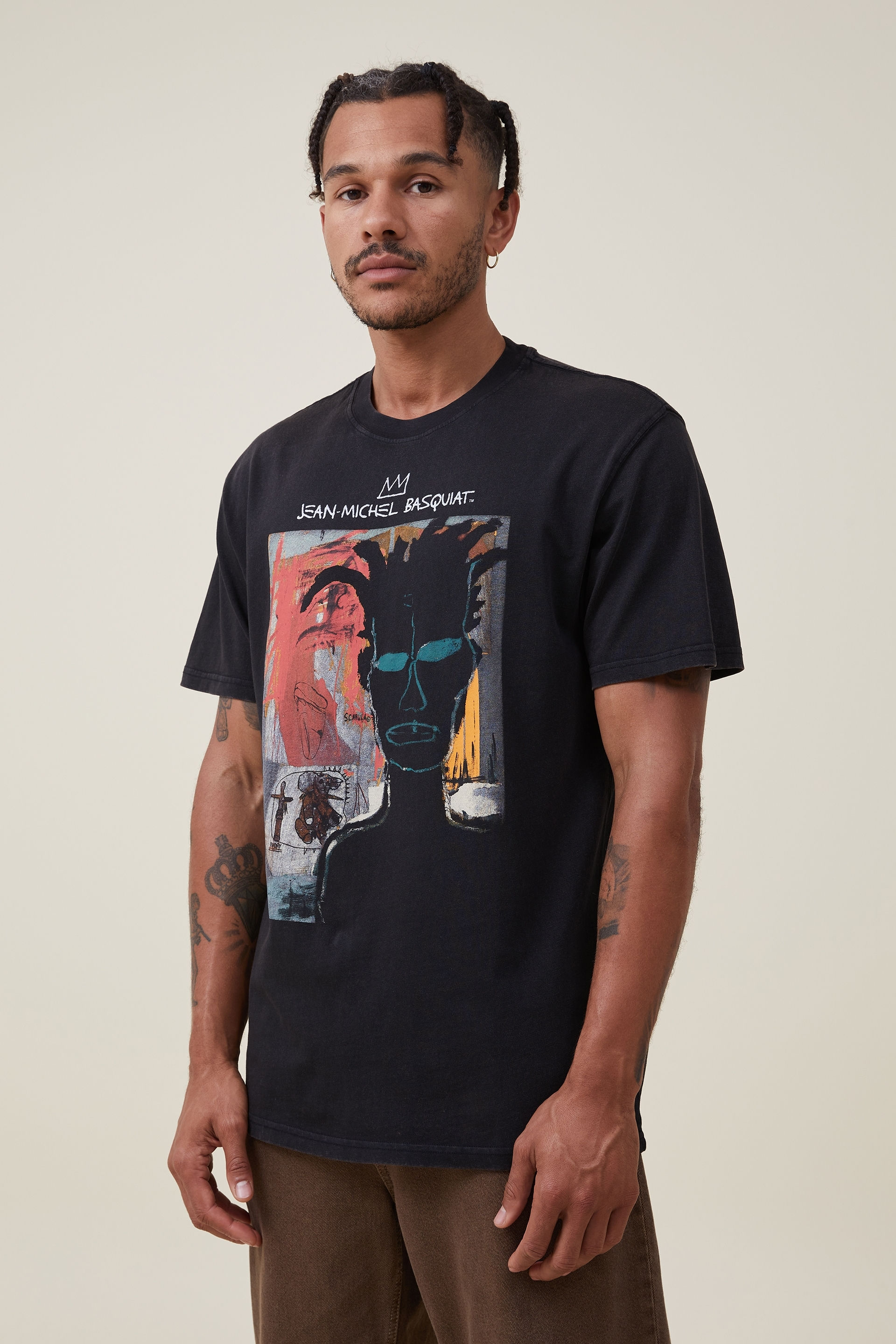 Cotton On Men - Basquiat Loose Fit T-Shirt - Lcn bsq black/portrait