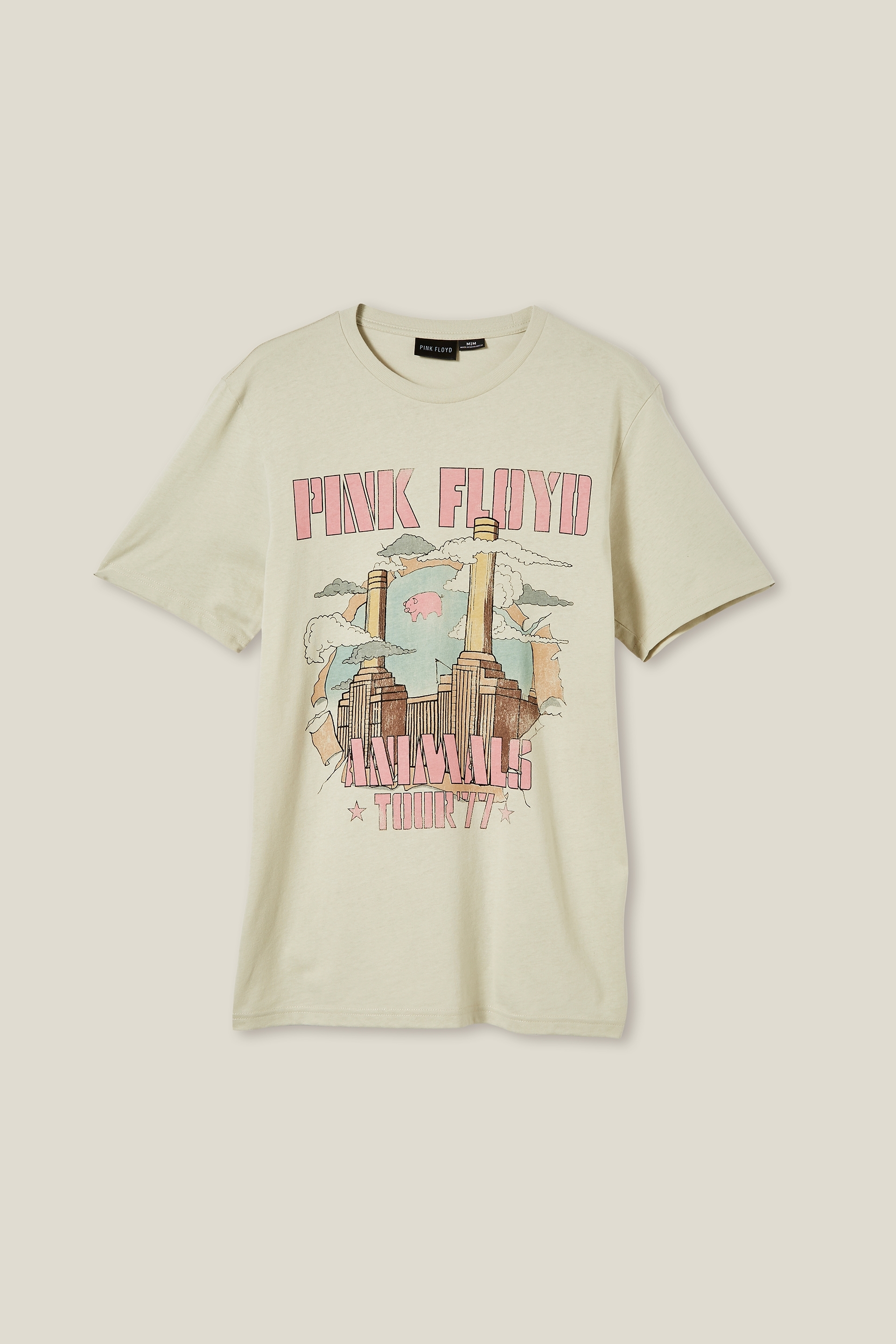 Cotton On Men - Tbar Collab Music T-Shirt - Lcn per ivory/pink floyd - animals
