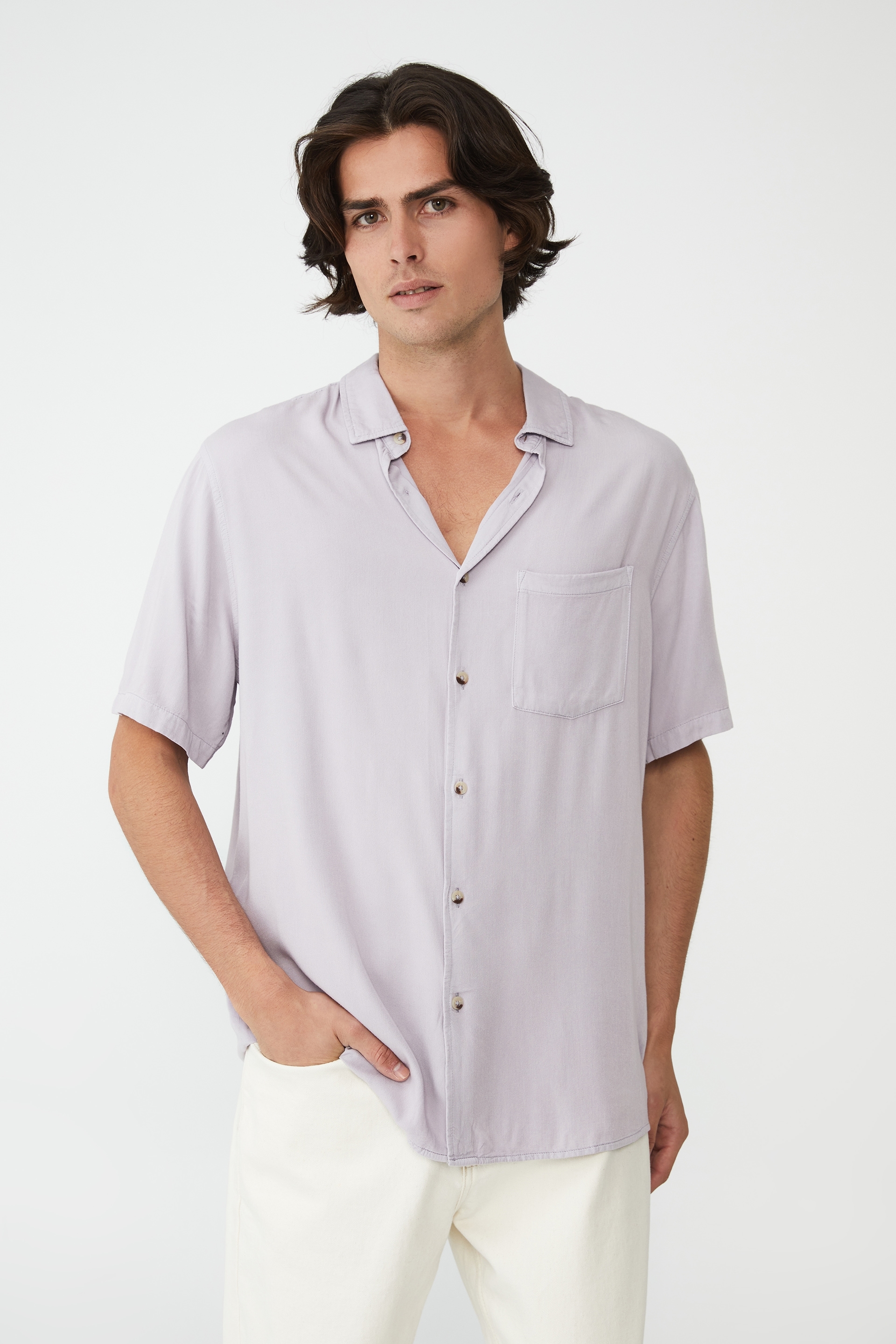 Cotton On Men - Cuban Short Sleeve Shirt - Dusty lavender