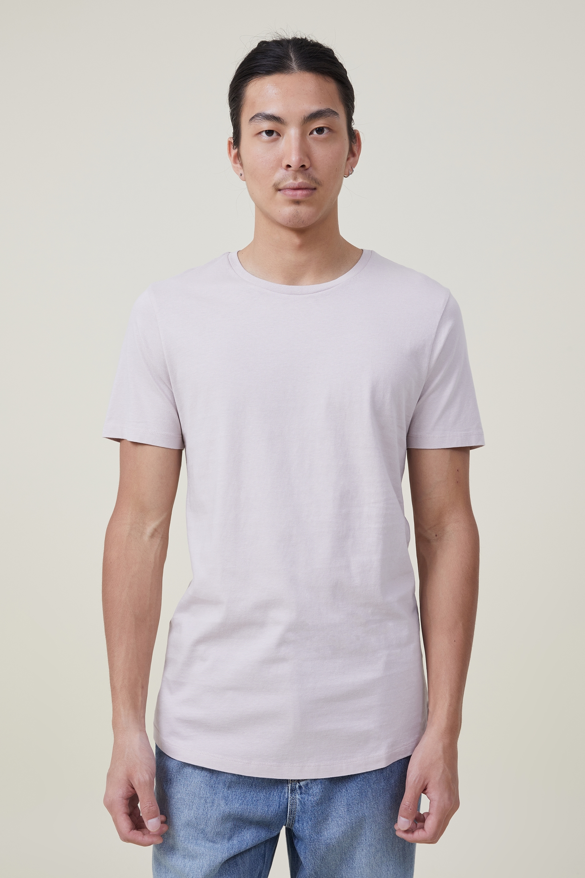 Cotton On Men - Organic Longline T-Shirt - Iced lilac