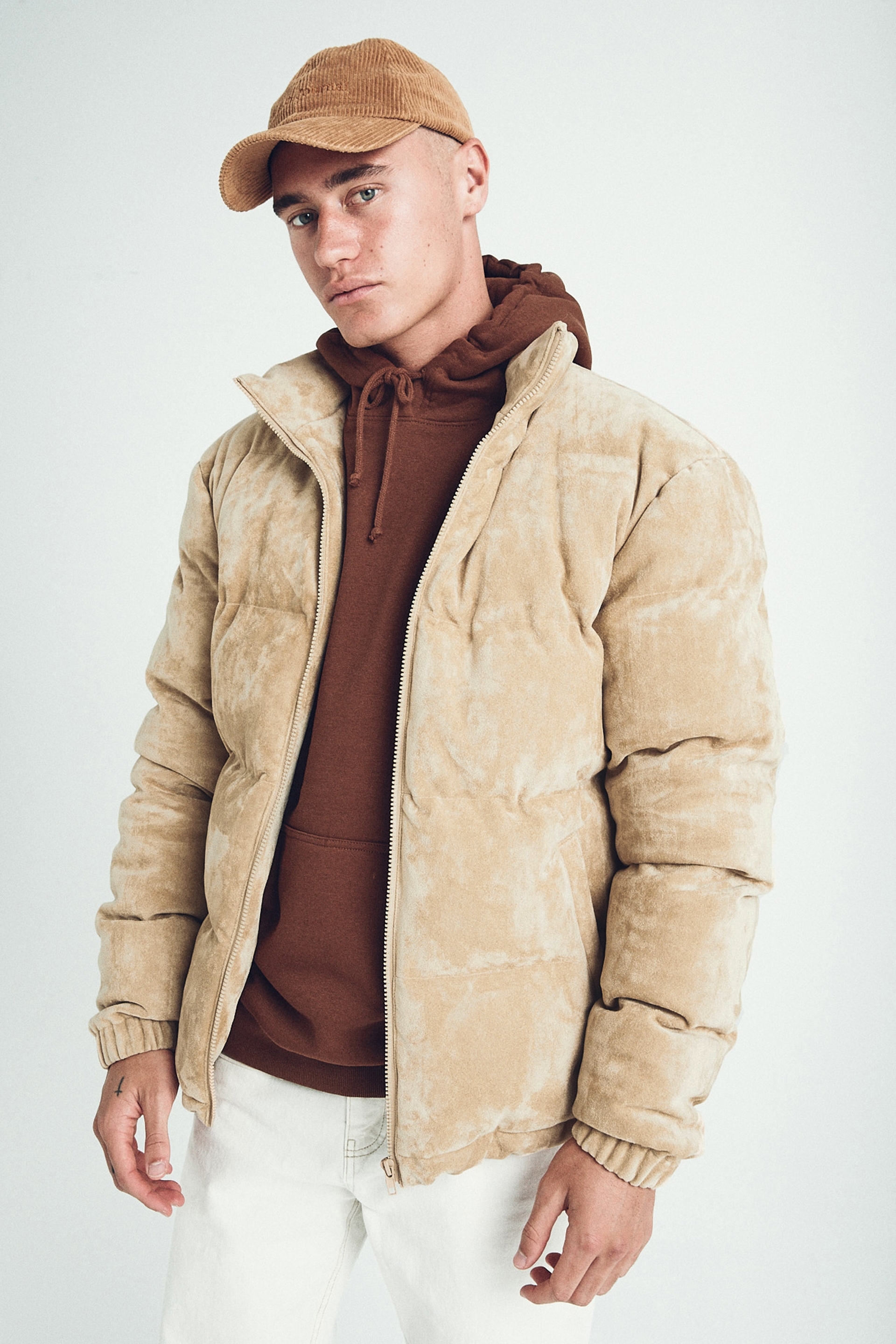 puffer jacket tan