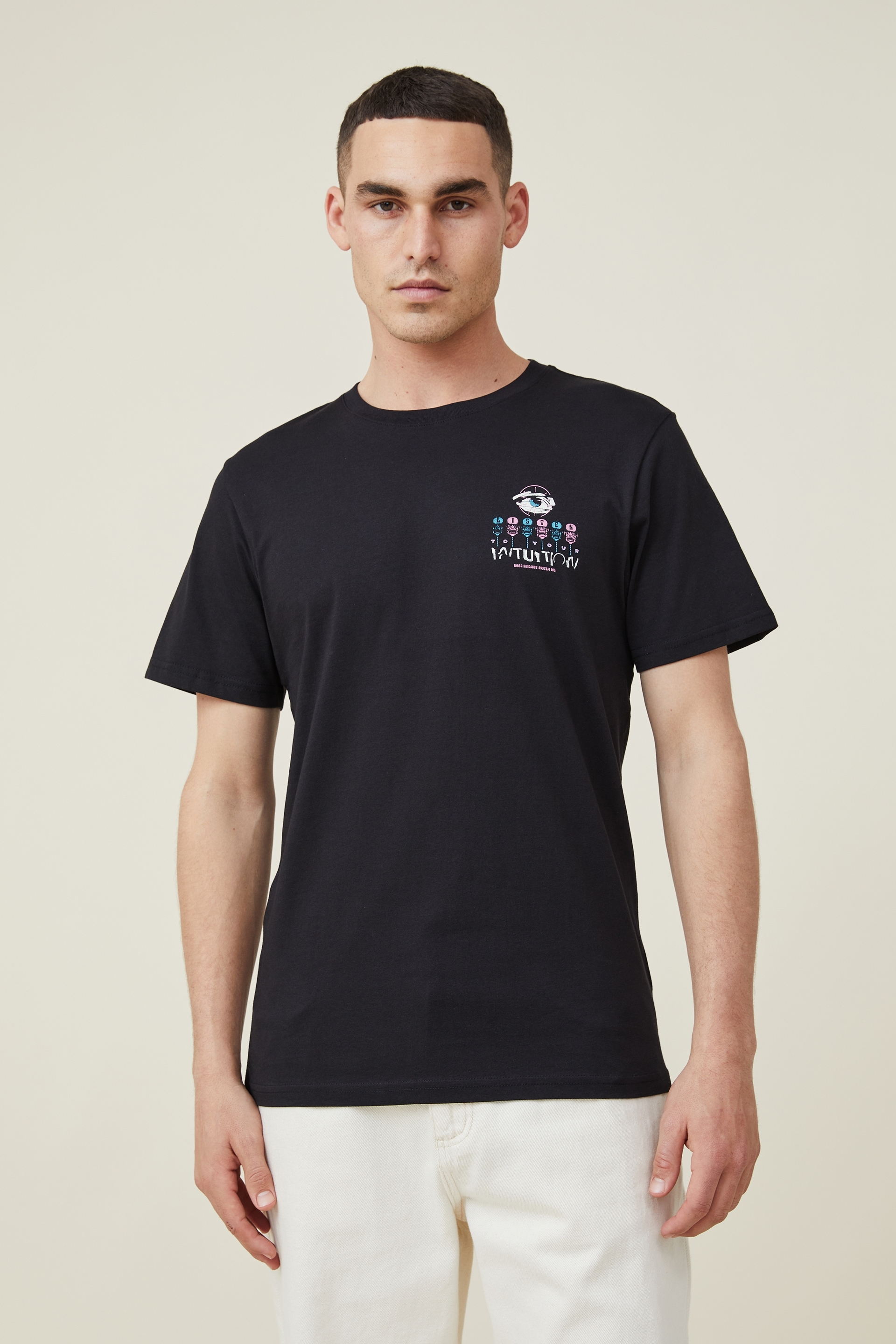 Cotton On Men - Tbar Art T-Shirt - Black/intuition