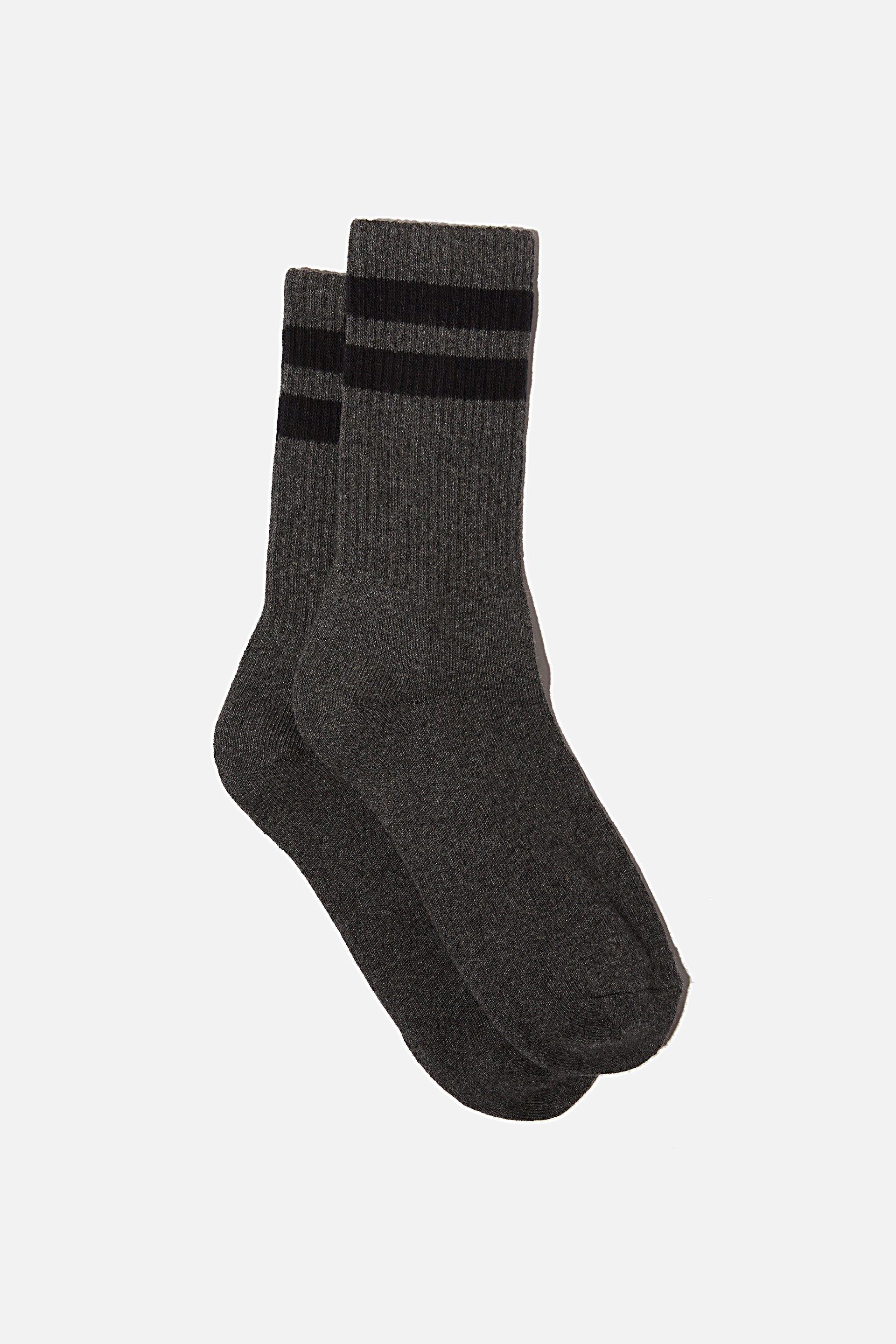 Cotton On Men - Essential Sock - Charcoal marle/black sport stripe