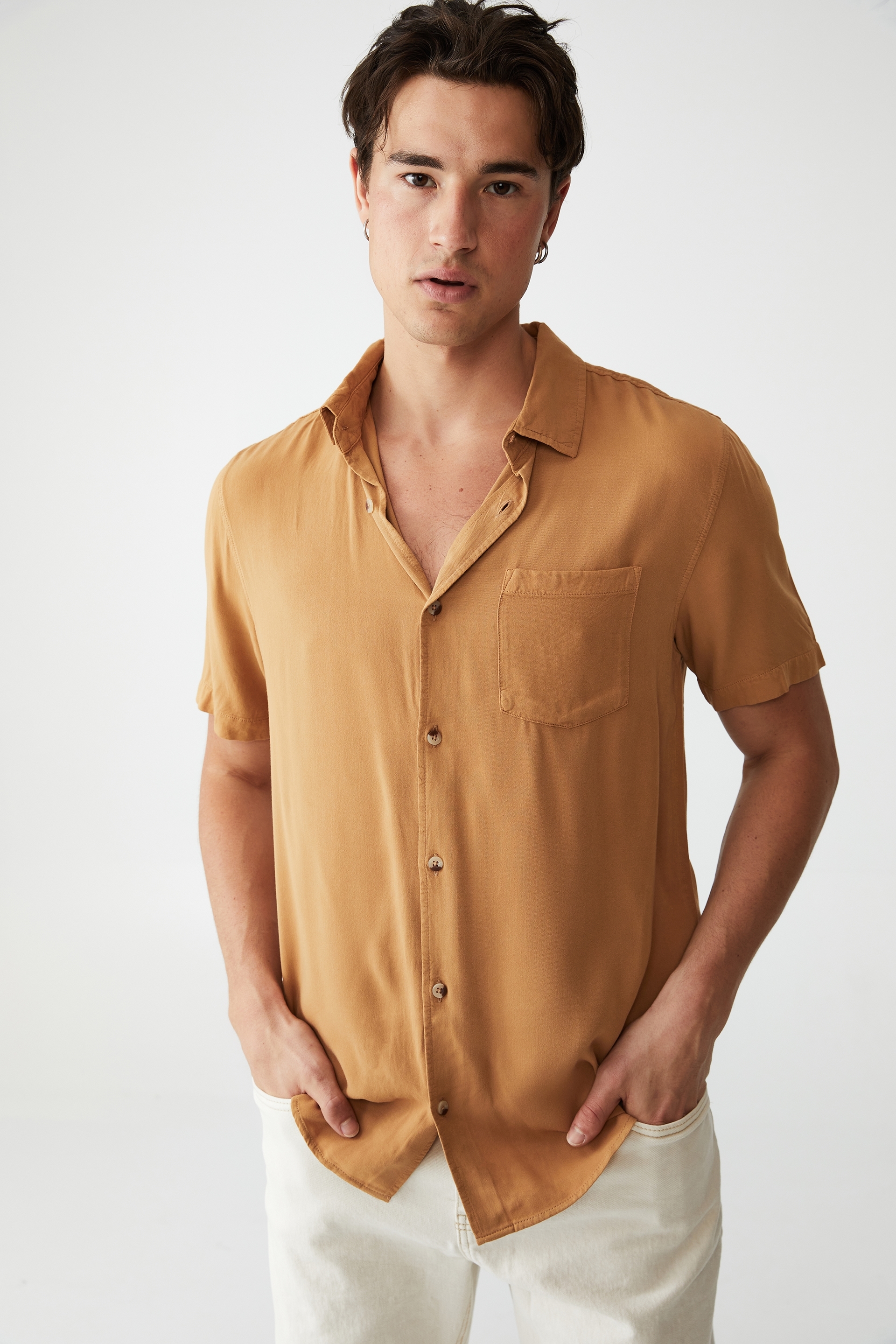 Cotton On Men - Cuban Short Sleeve Shirt - Dijon