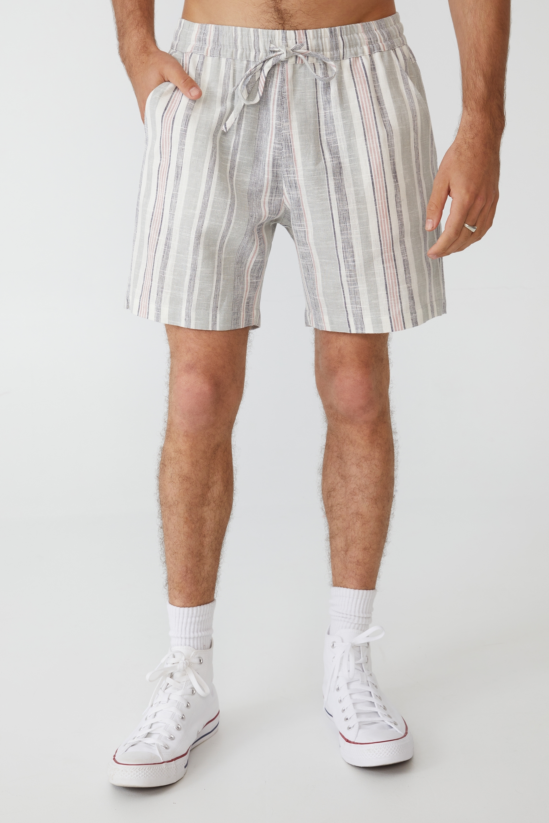 Cotton On Men - East Coast Textured Short - Blue multi stripe
