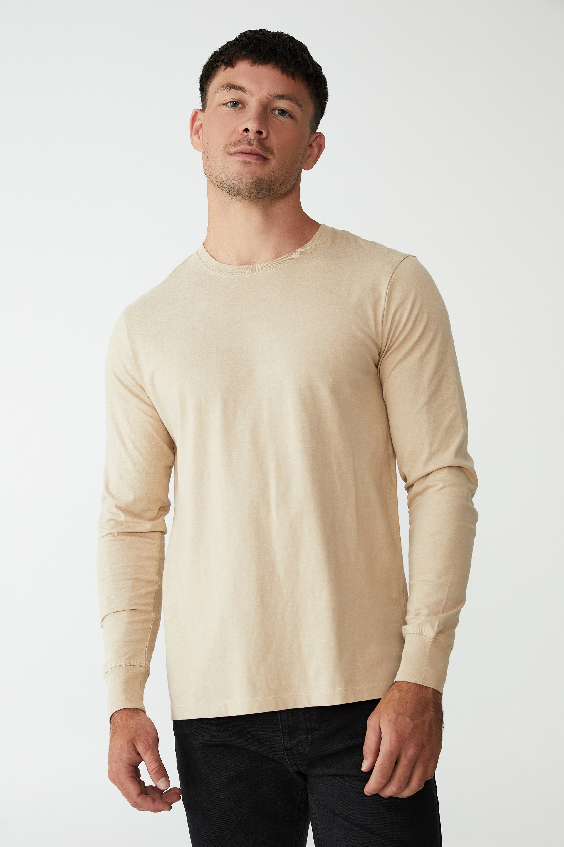 Cotton On Men - Organic Long Sleeve T-Shirt - Stone clay