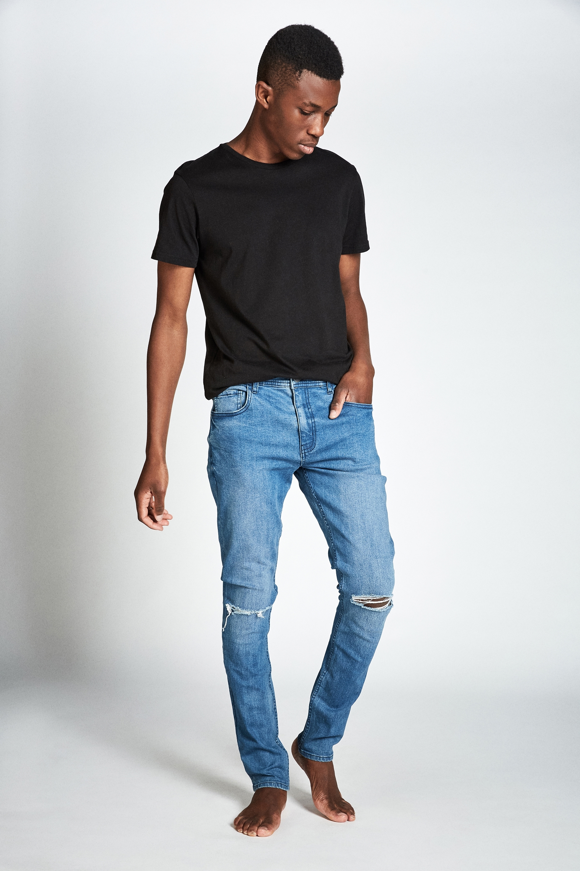 Cotton On Men - Super Skinny Jean - Laundry blue + rips