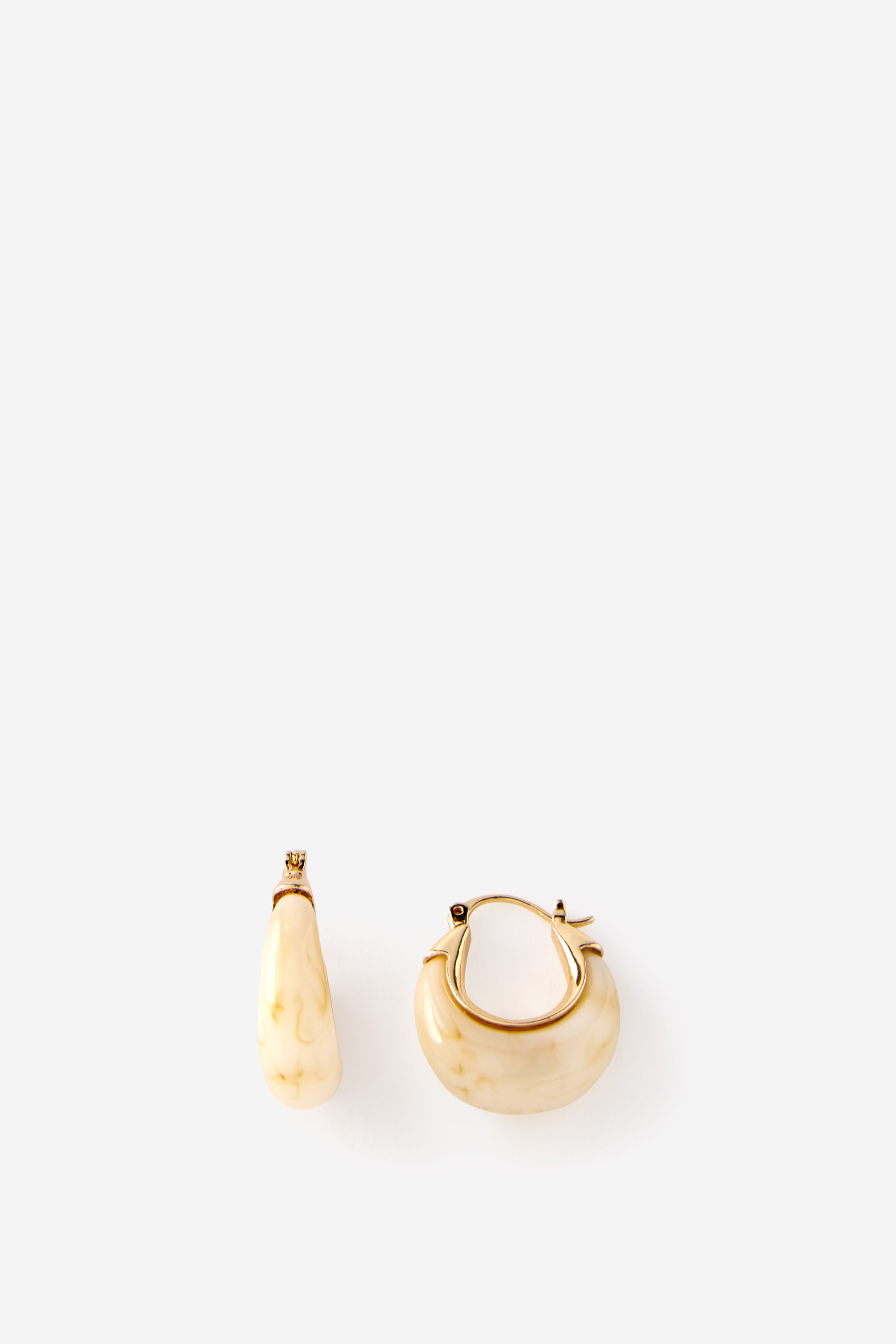 Rubi - Mid Hoop Earring - Up gold white marble bubble