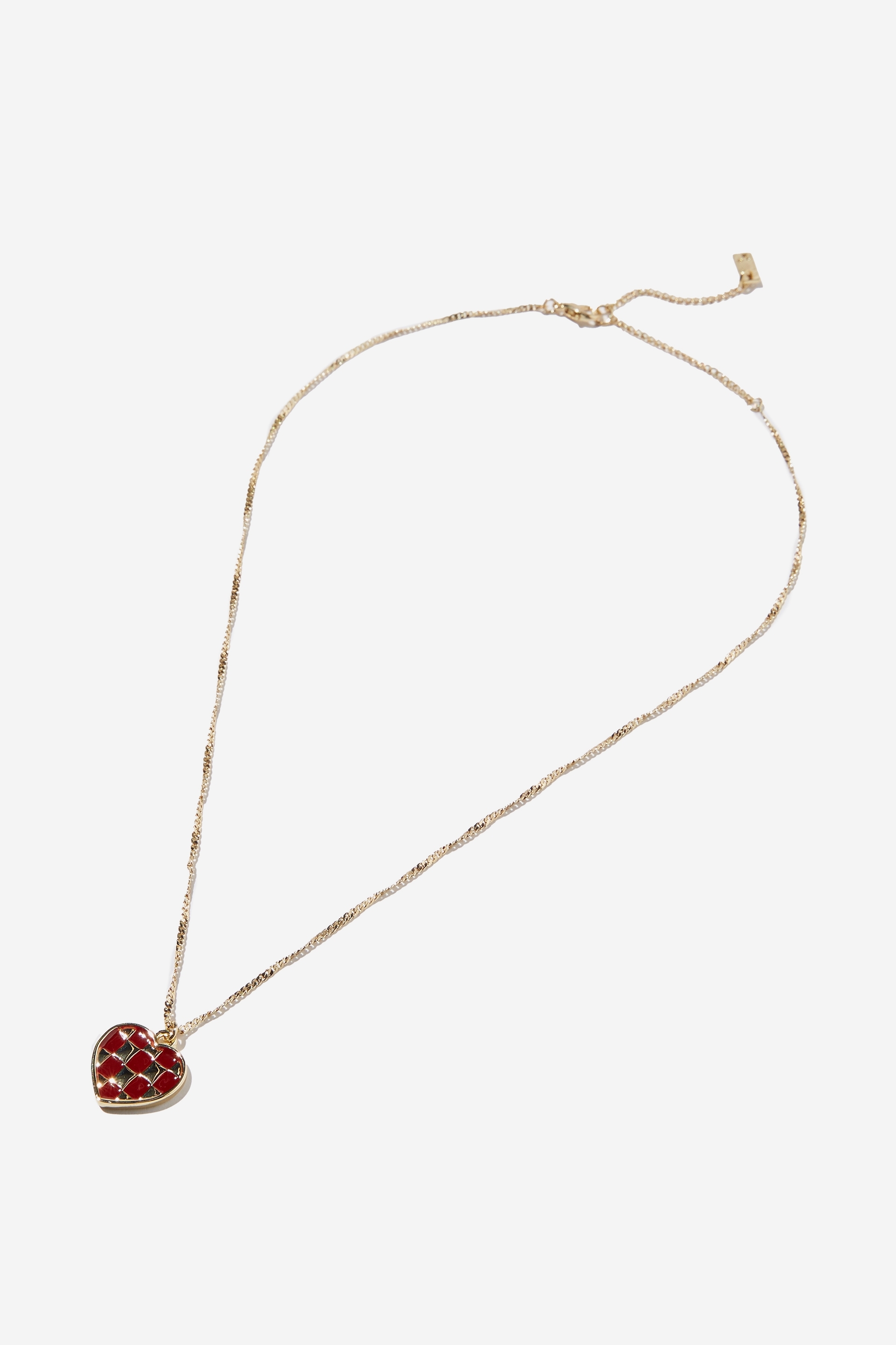 Rubi - Premium Pendant Necklace - Gold plated heart checkerboard