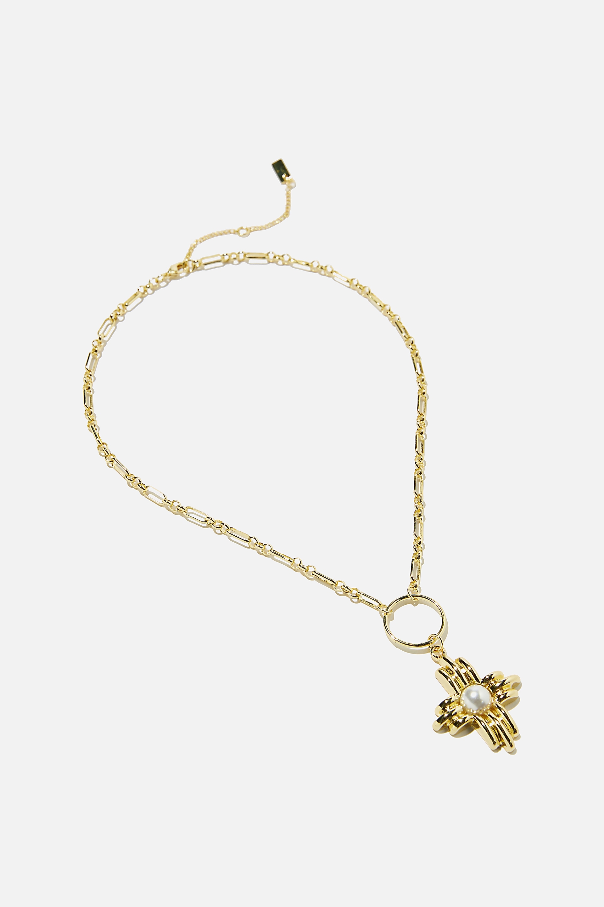 Rubi - Premium Luxe Pendant Necklace Gold Plated - Gold plated pearl cross
