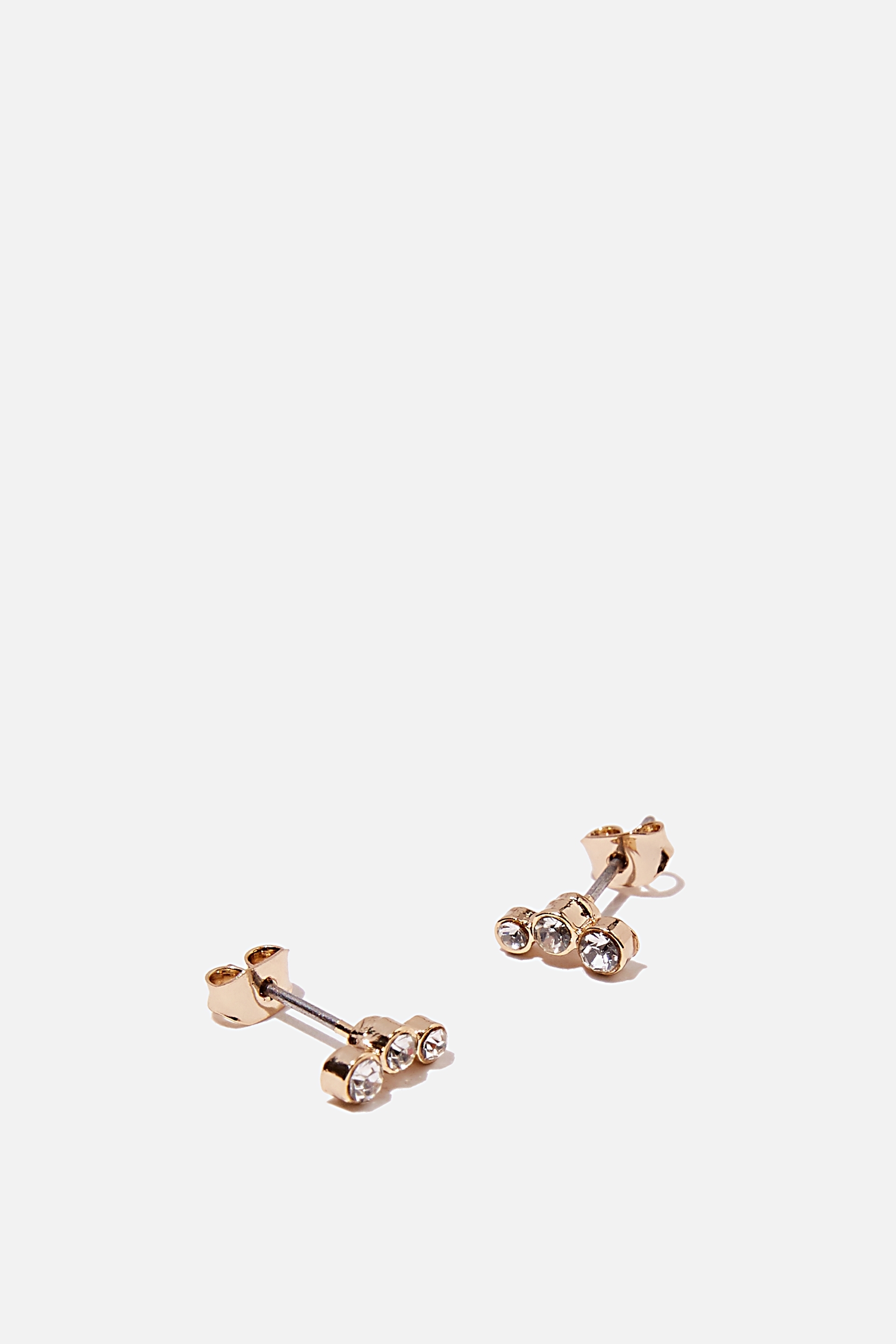 Rubi - Premium Stud Earrings - Gold plated triple crystal
