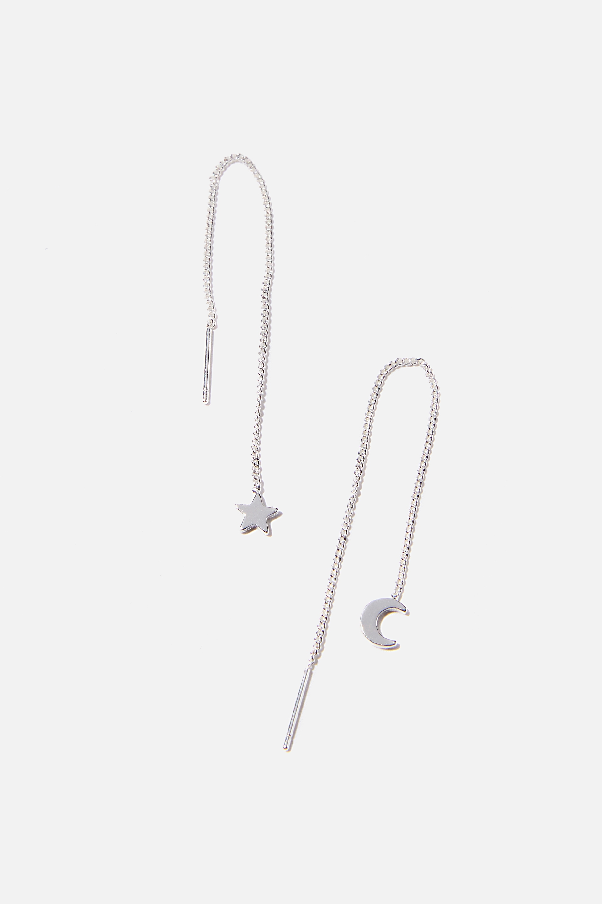 Rubi - Premium Drop Earring - Sterling silver plated thread star moon