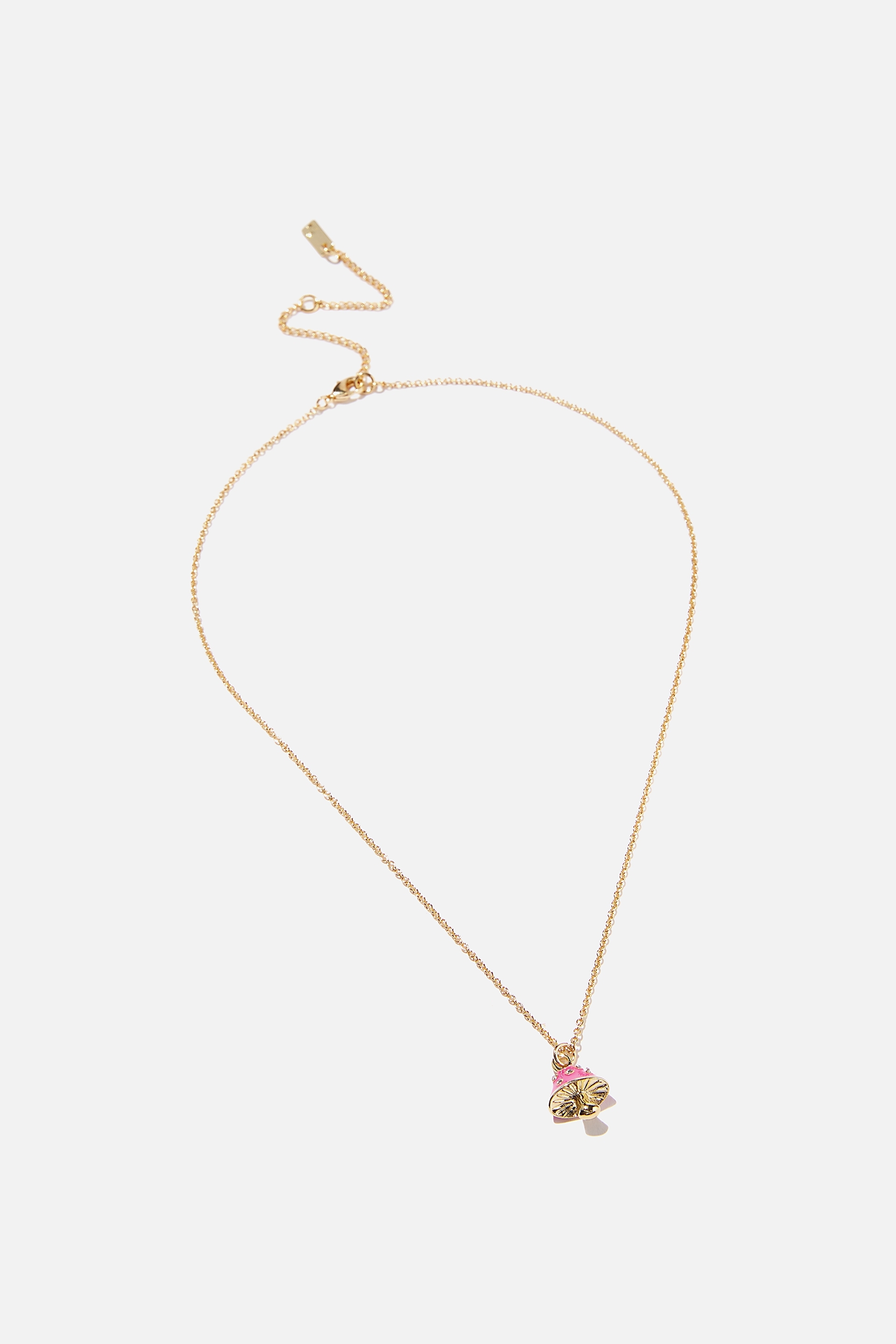 Rubi - Premium Pendant Necklace - Gold plated pink mushroom