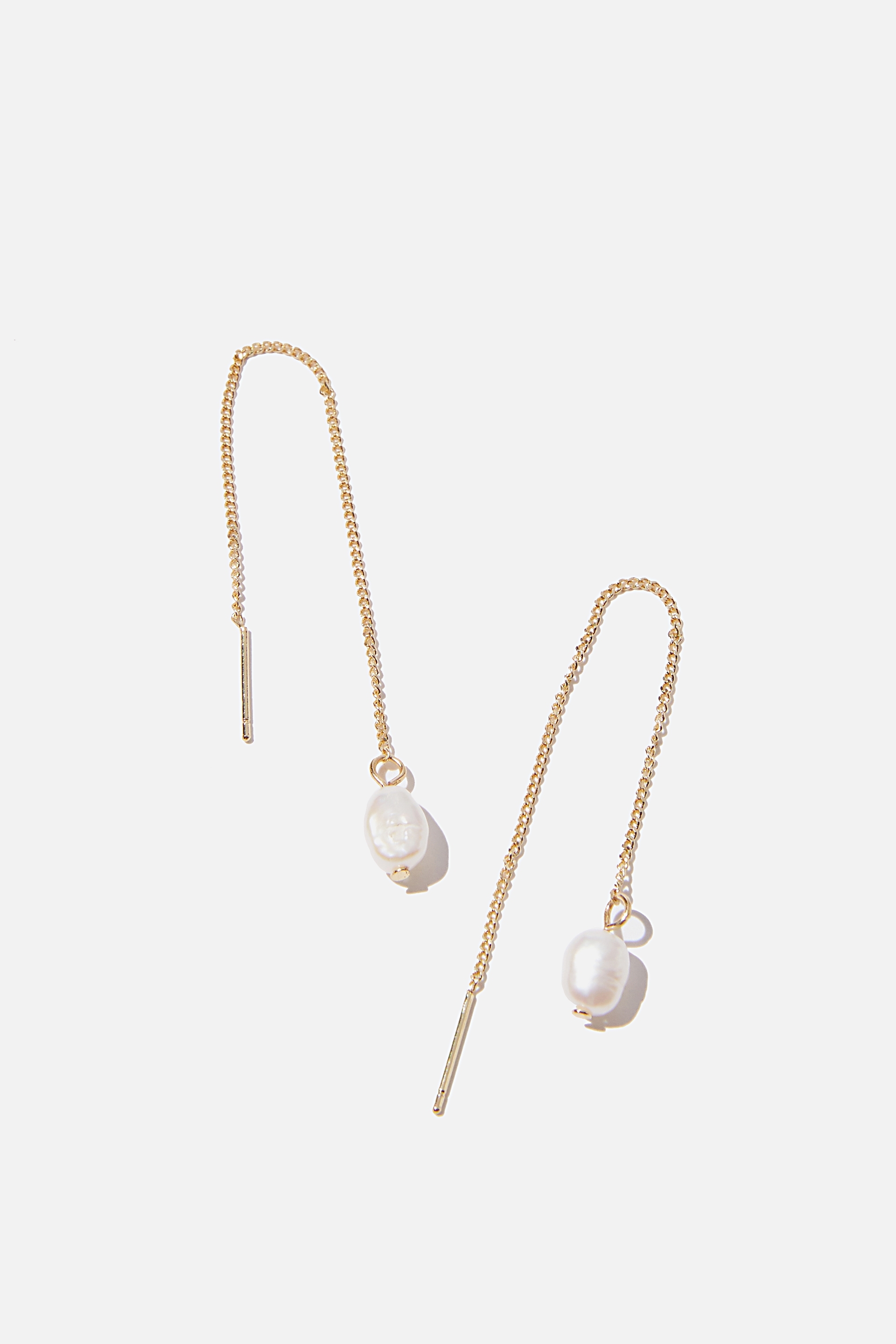 Rubi - Premium Drop Earring - Gold plated thread pearl