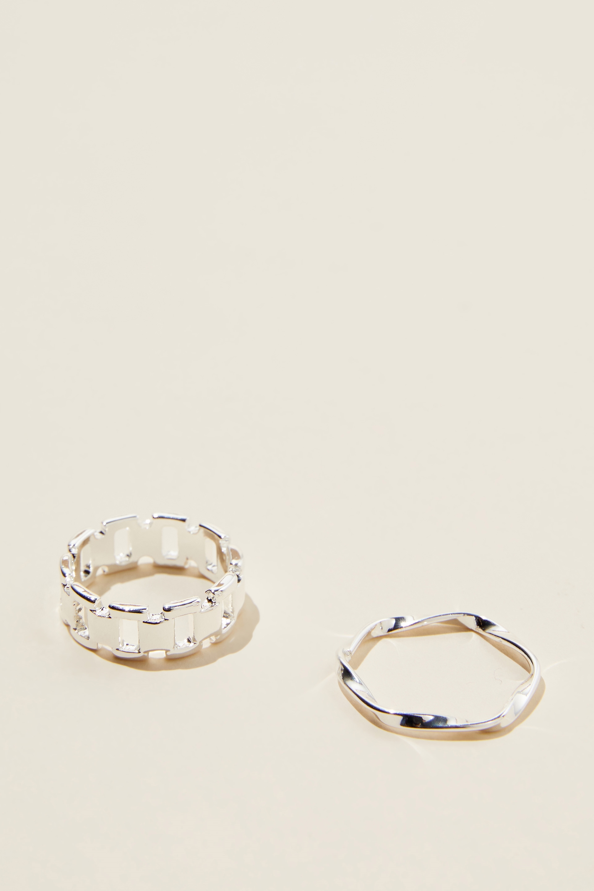 Rubi - Multipack Rings - Sterling silver plated open link