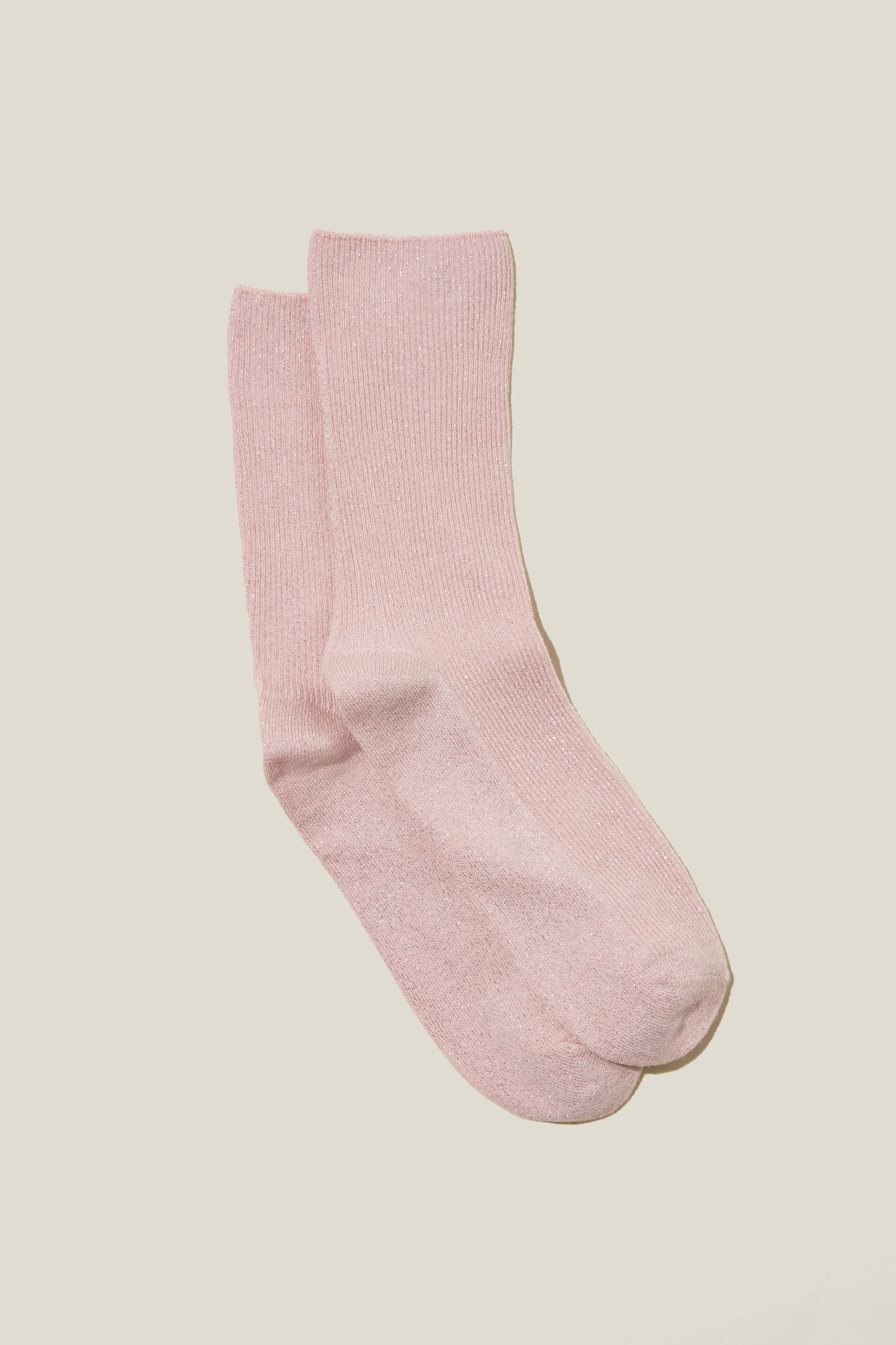Rubi - Lurex Fine Ribbed Sock - Pink