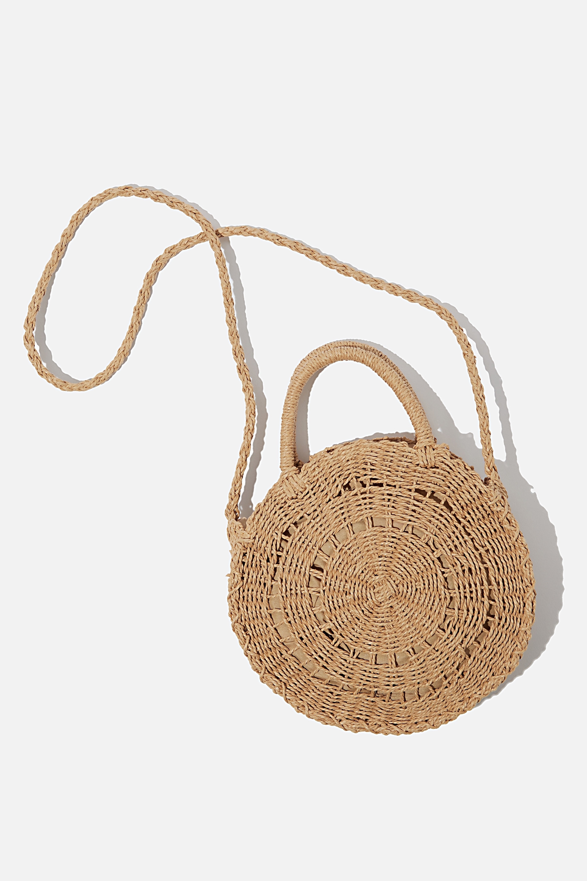Cotton on brown woven rattan beach bag
