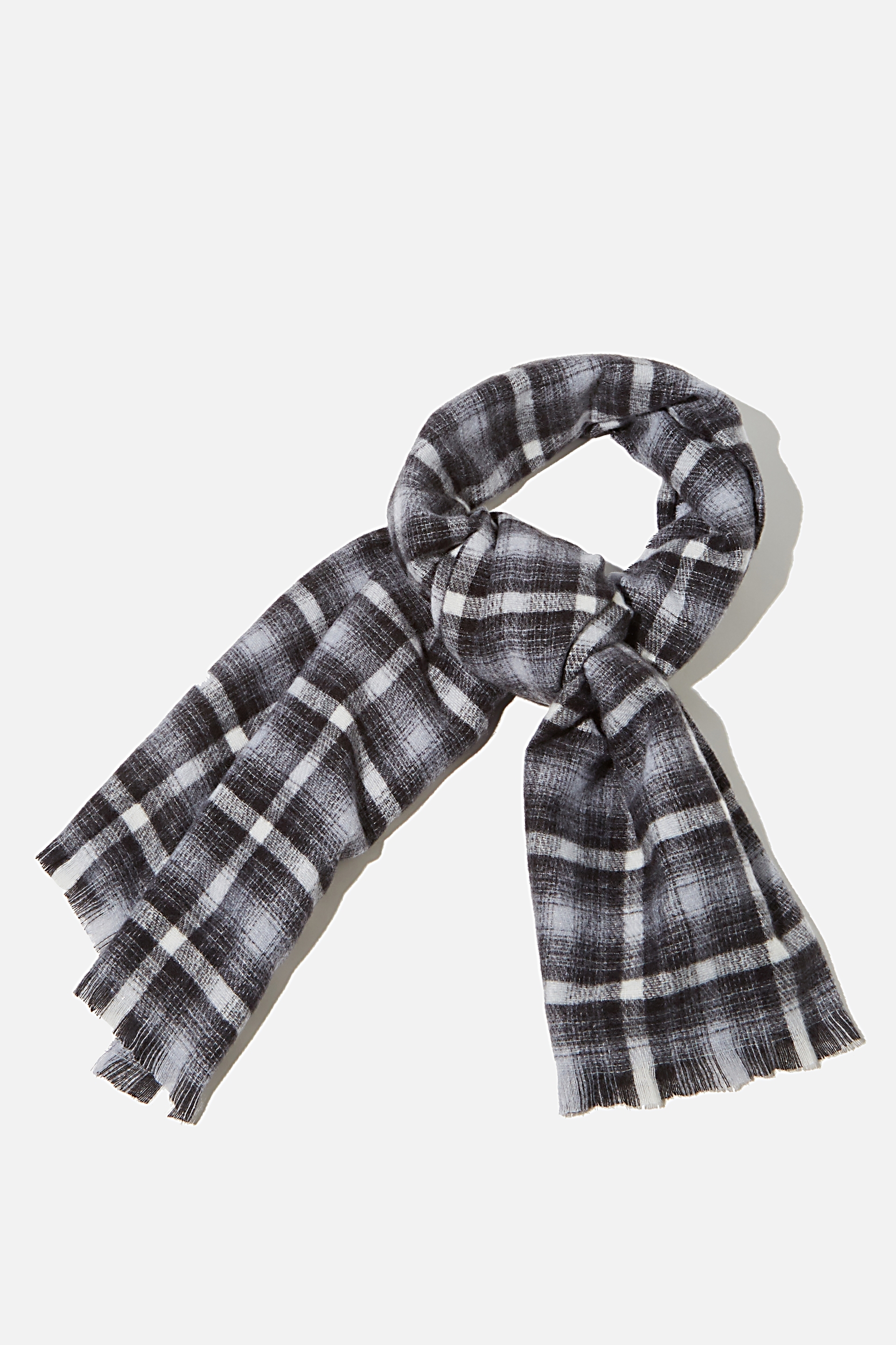 Rubi - Millie Mid Weight Scarf - Black and white jamie check
