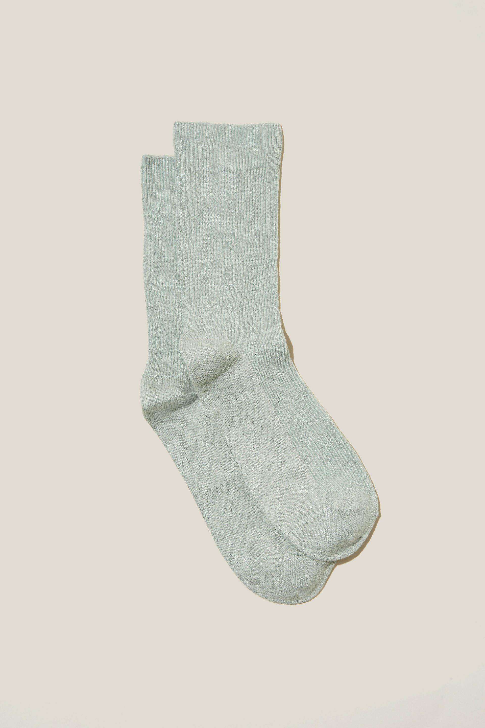 Rubi - Lurex Fine Ribbed Sock - Seafoam