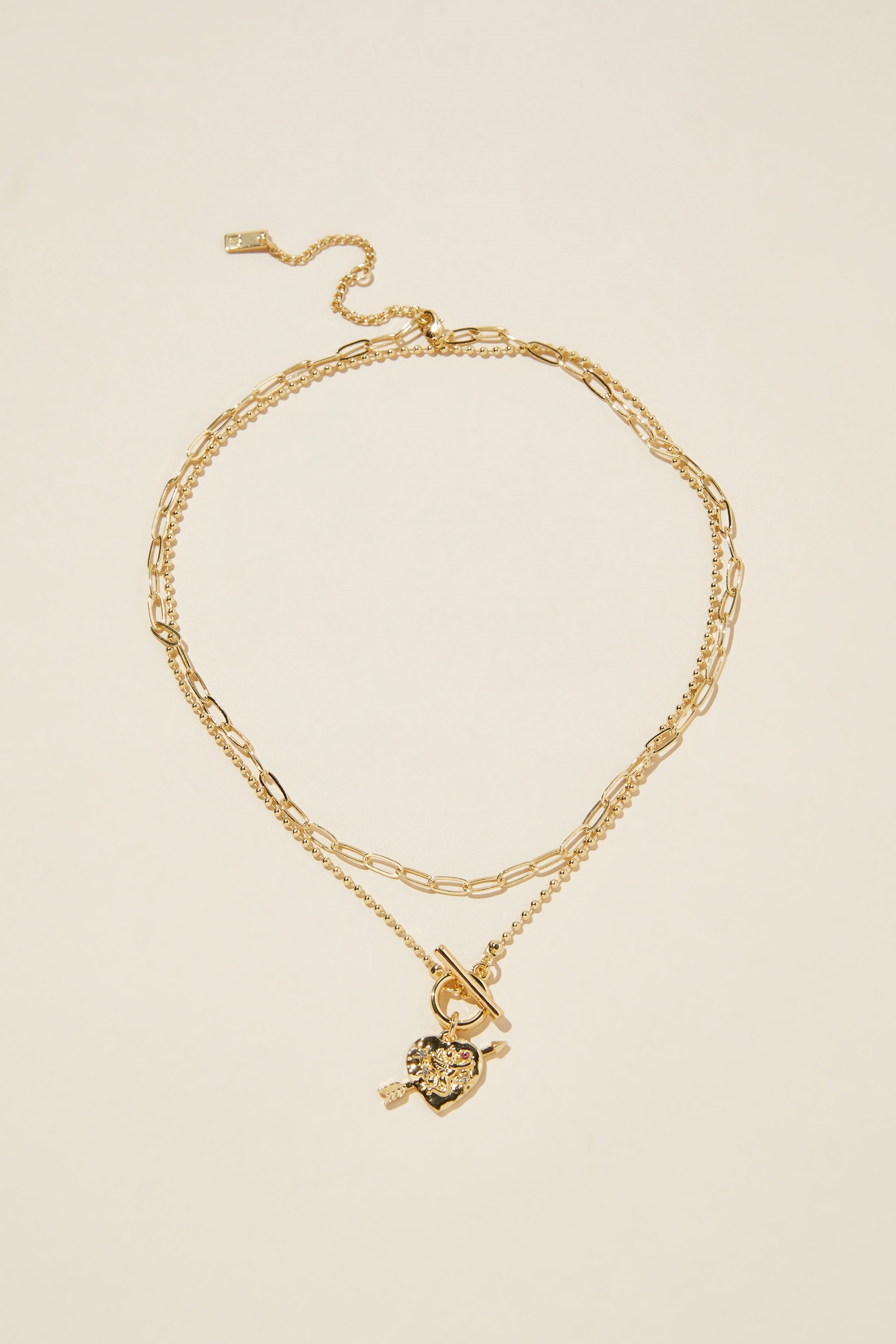 Rubi - 2Pk Pendant Necklace - Gold plated arrow heart