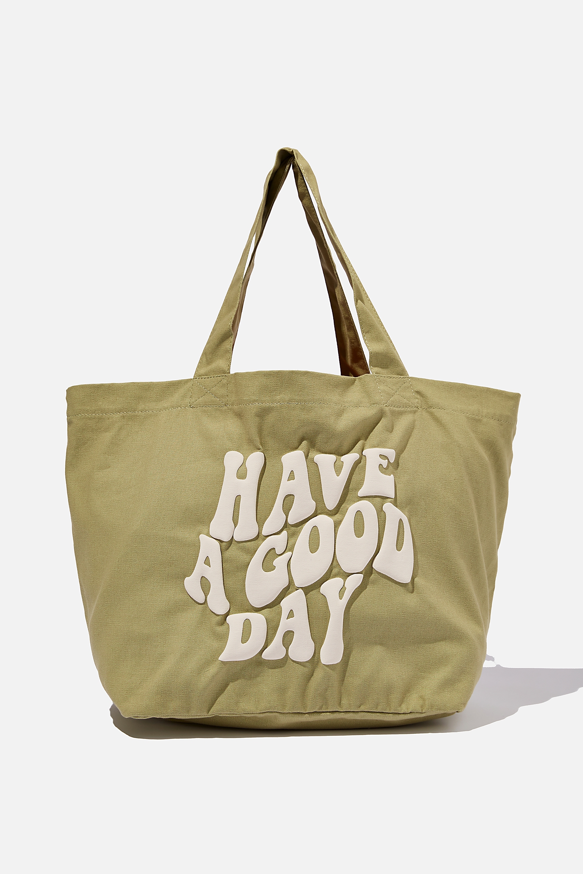 Rubi - Everyday Canvas Tote - Khaki/have a good day