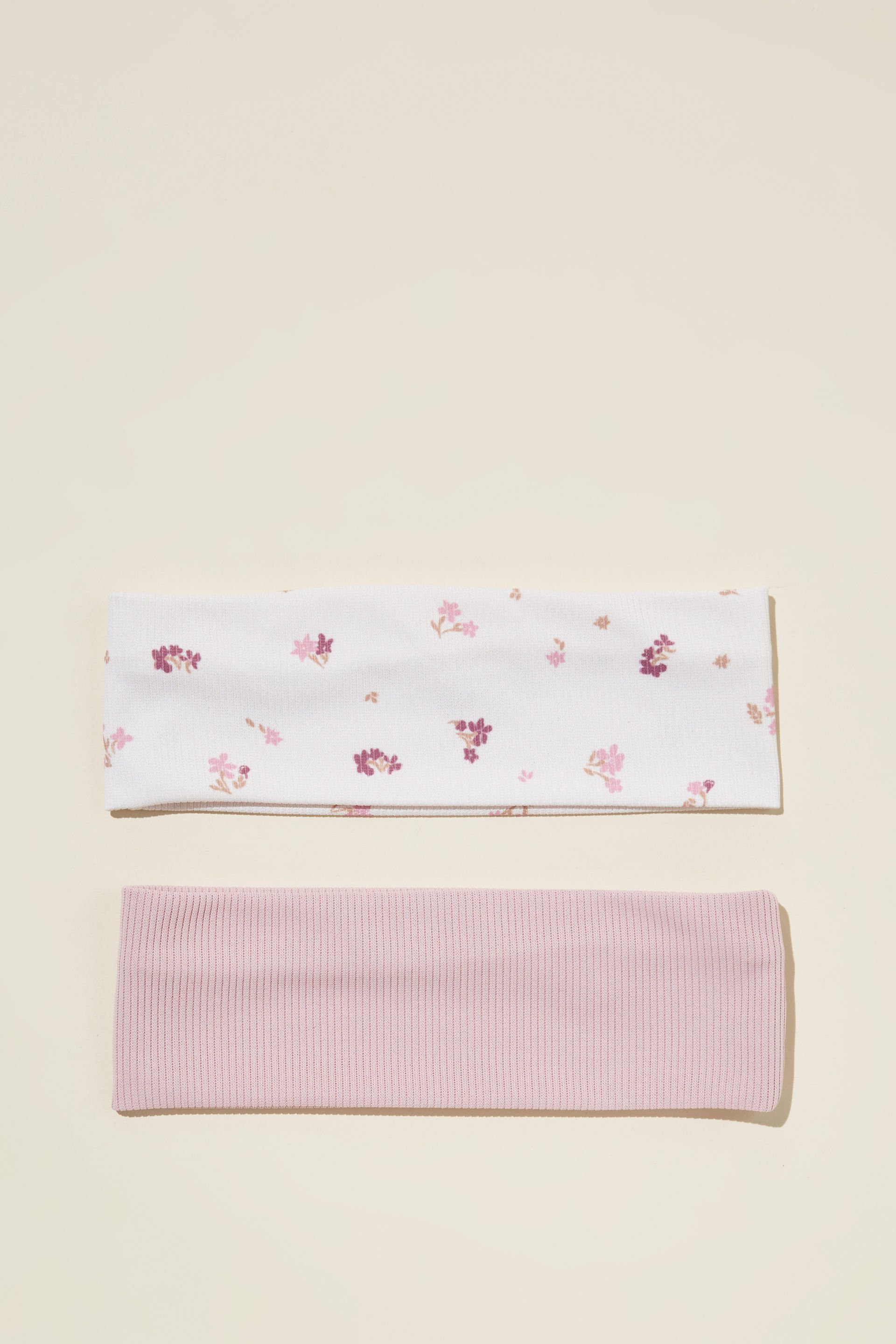 Rubi - 2Pk Soft Headband - Pink floral and light pink