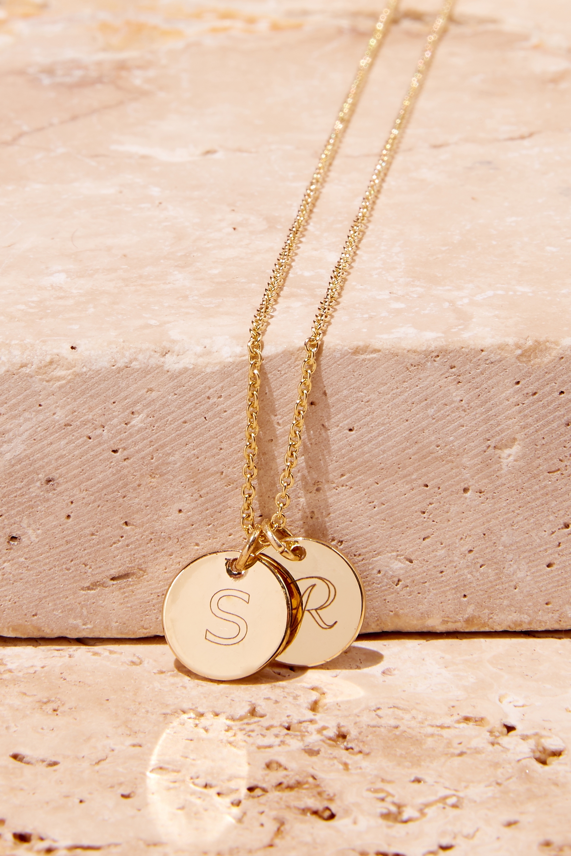 Rubi - Personalised Premium Pendant Necklace Gold Plated - Gold plated double disc