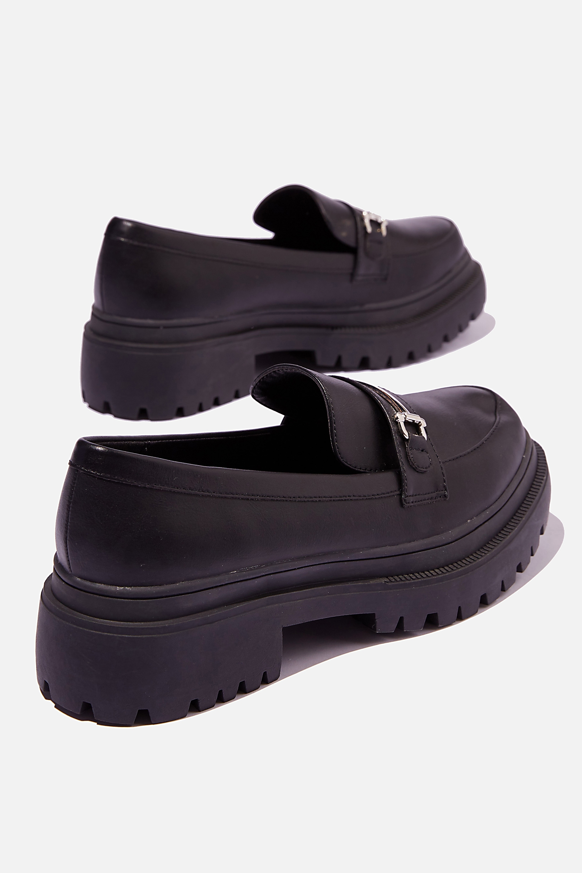 black lug loafers