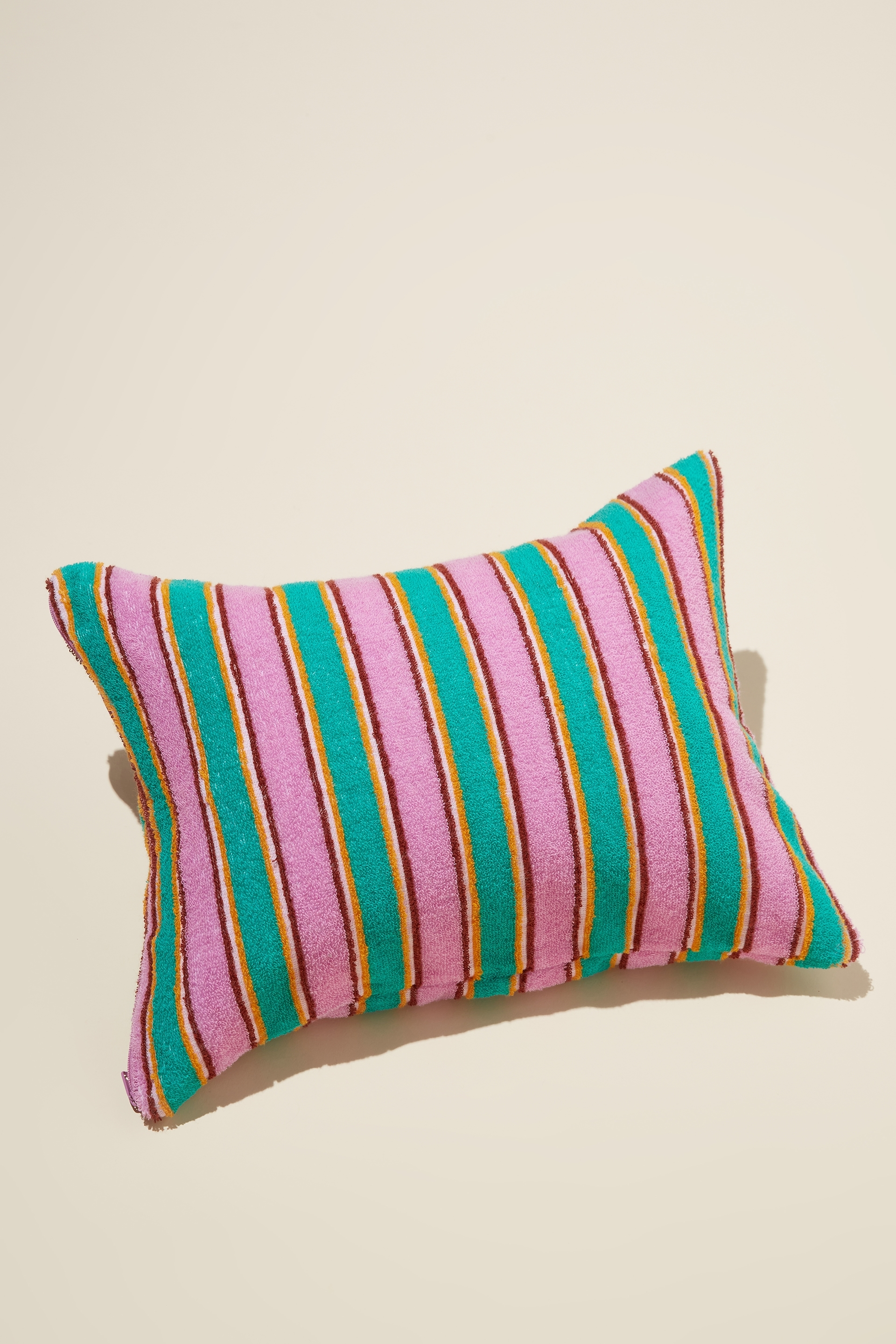 Rubi - Cotton Beach Pillow - Summer stripe emerald teal