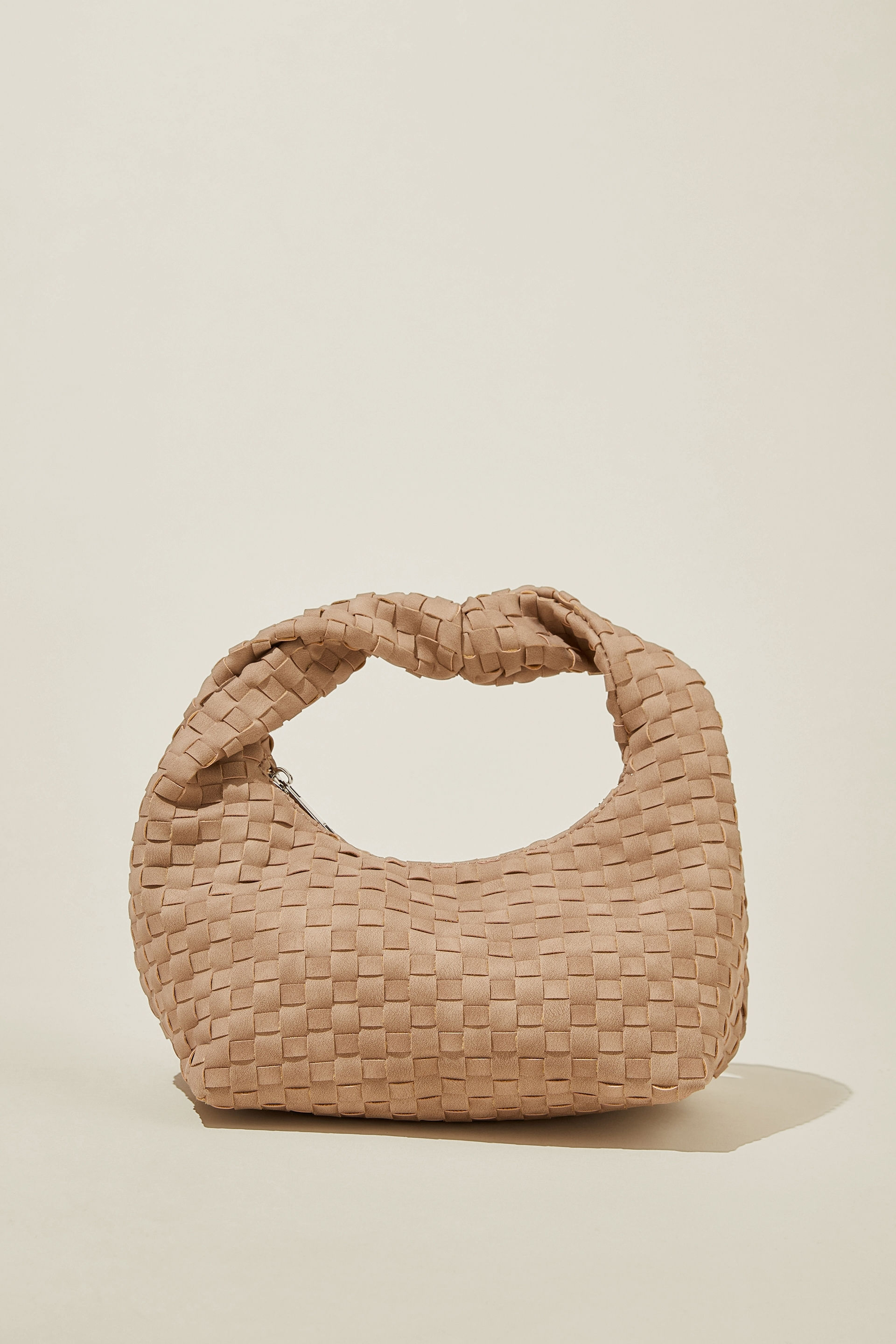 Rubi - Goldie Mini Handle Bag - Light tan nubuck woven