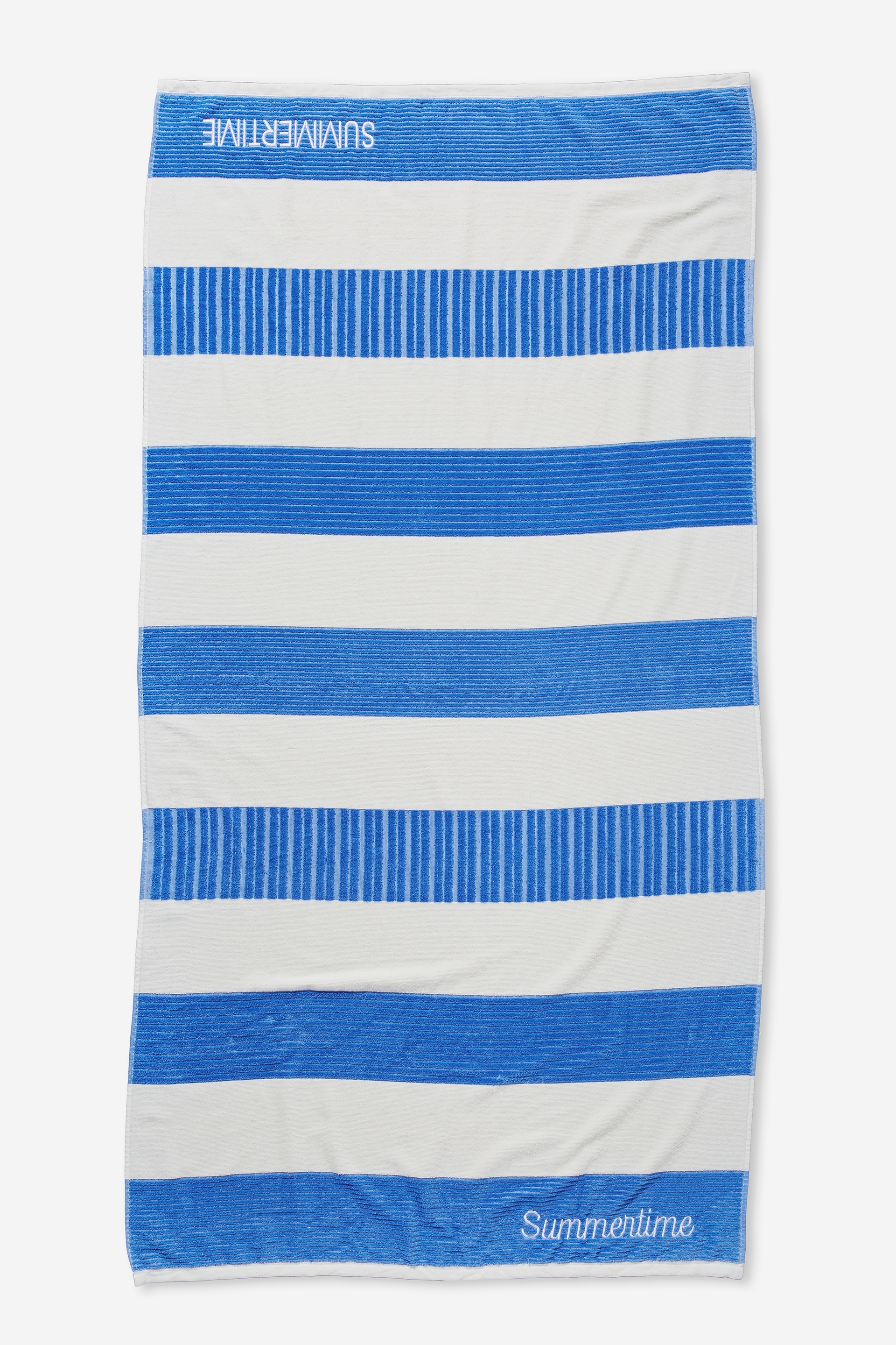 Rubi - Personalised Bondi Rectangle Towel - Cornflower blue horizontal stripe