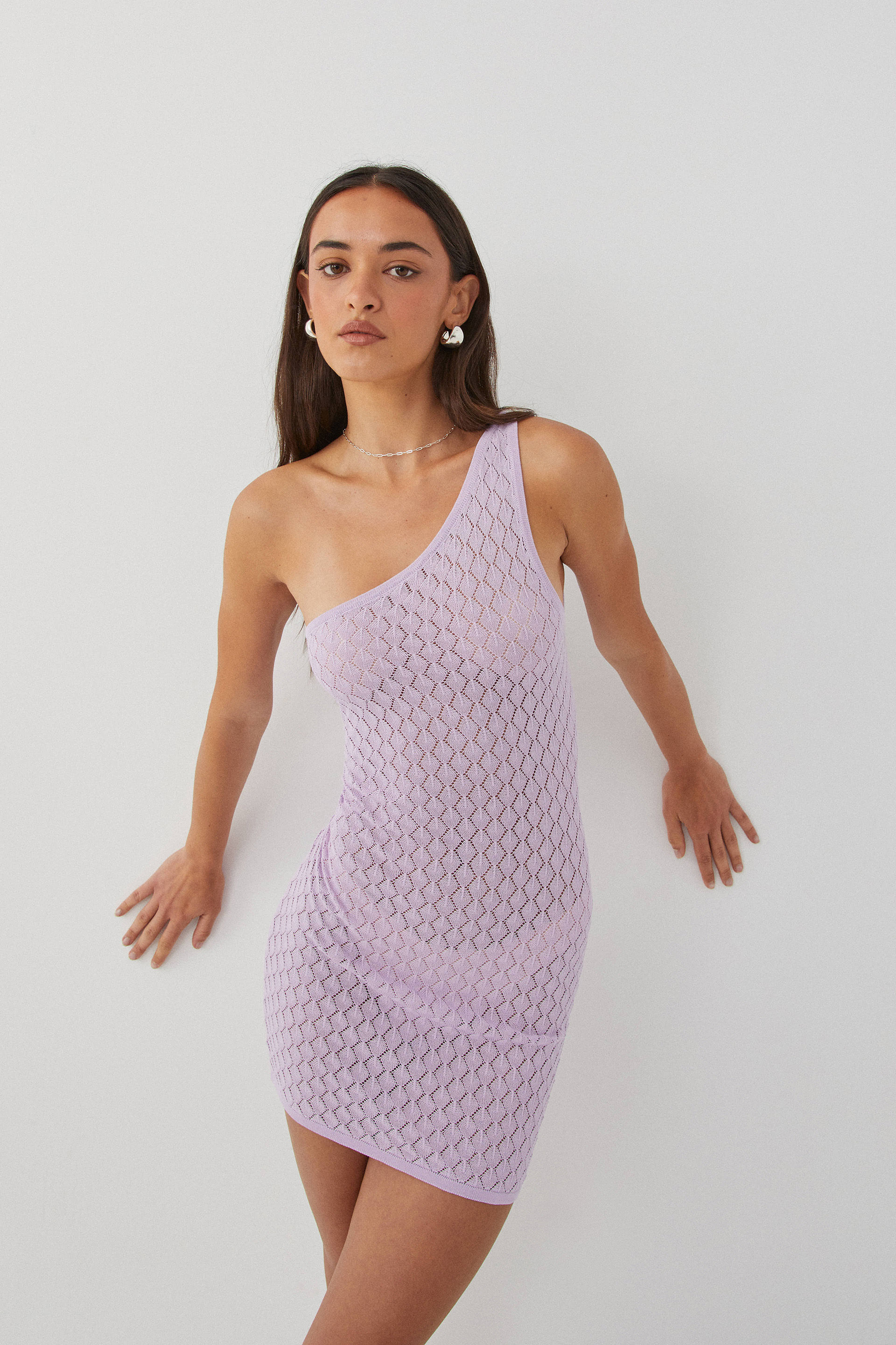 One shoulder best sale crochet dress