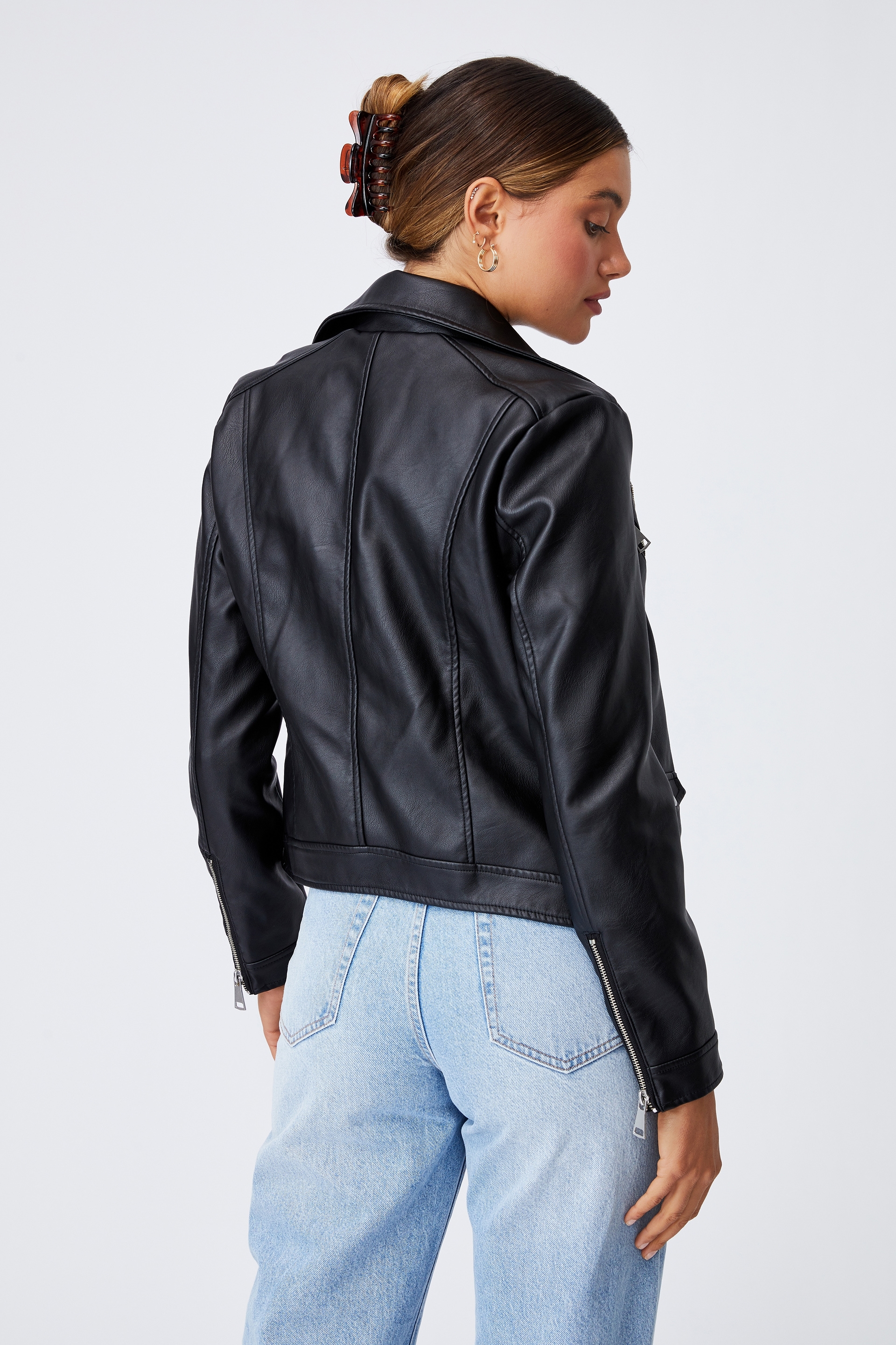 faux leather jacket cotton on