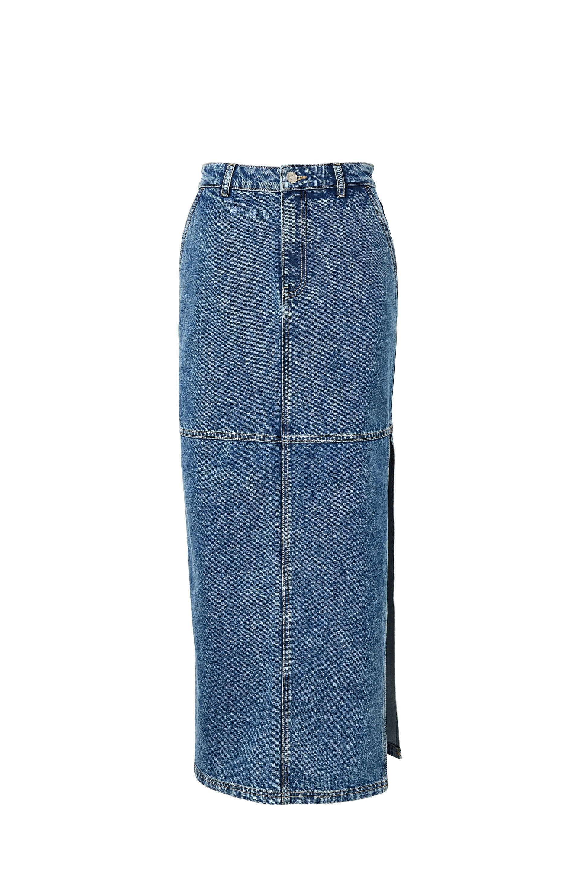 Denim Carpenter Maxi Skirt