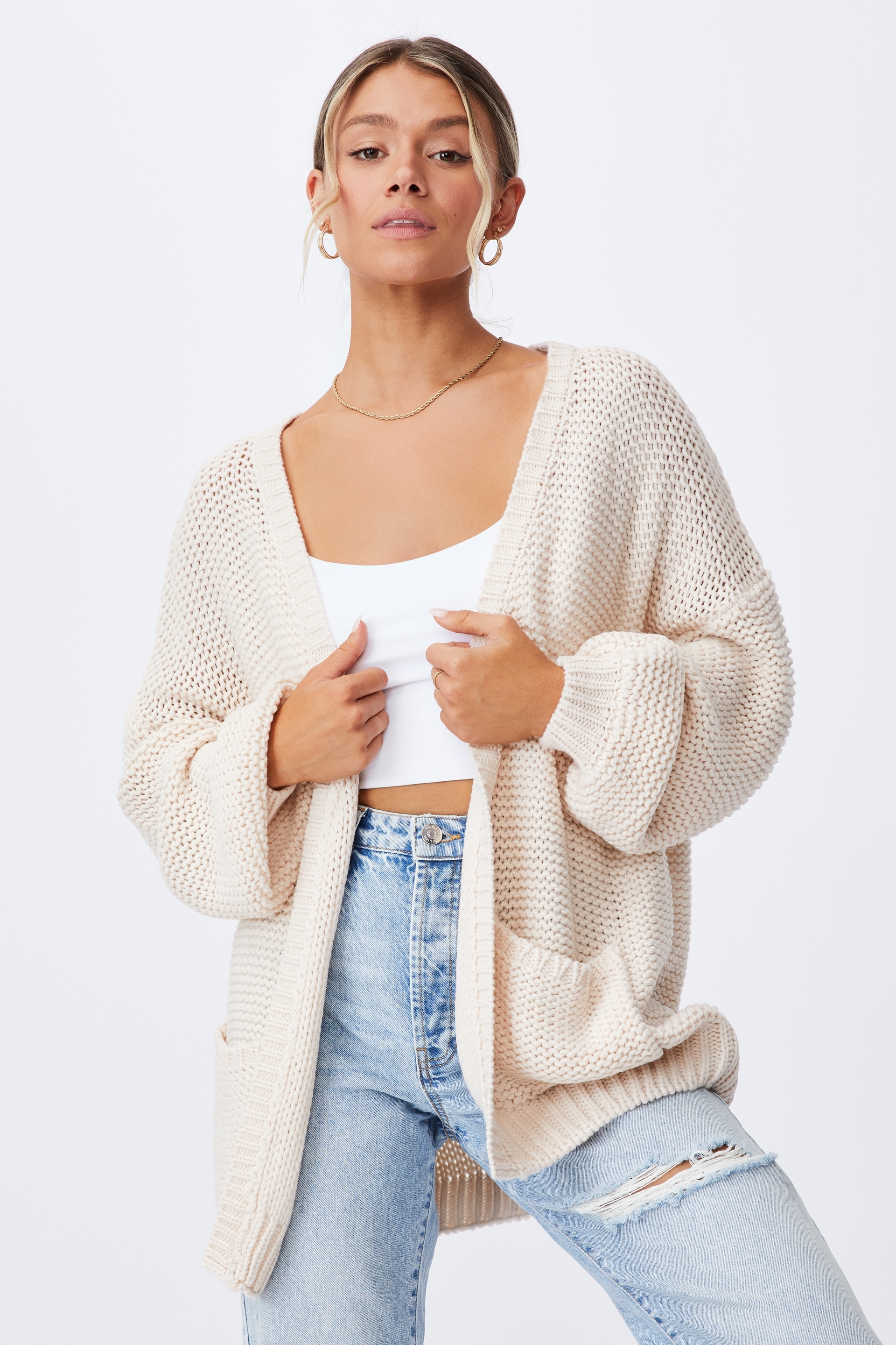 cream cardigan oversized