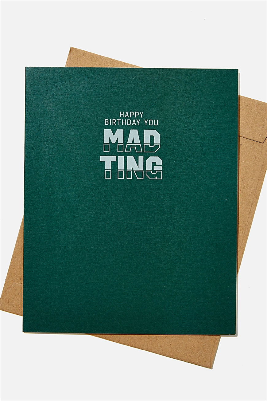 Typo - Funny Birthday Card - Rg uk mad ting green