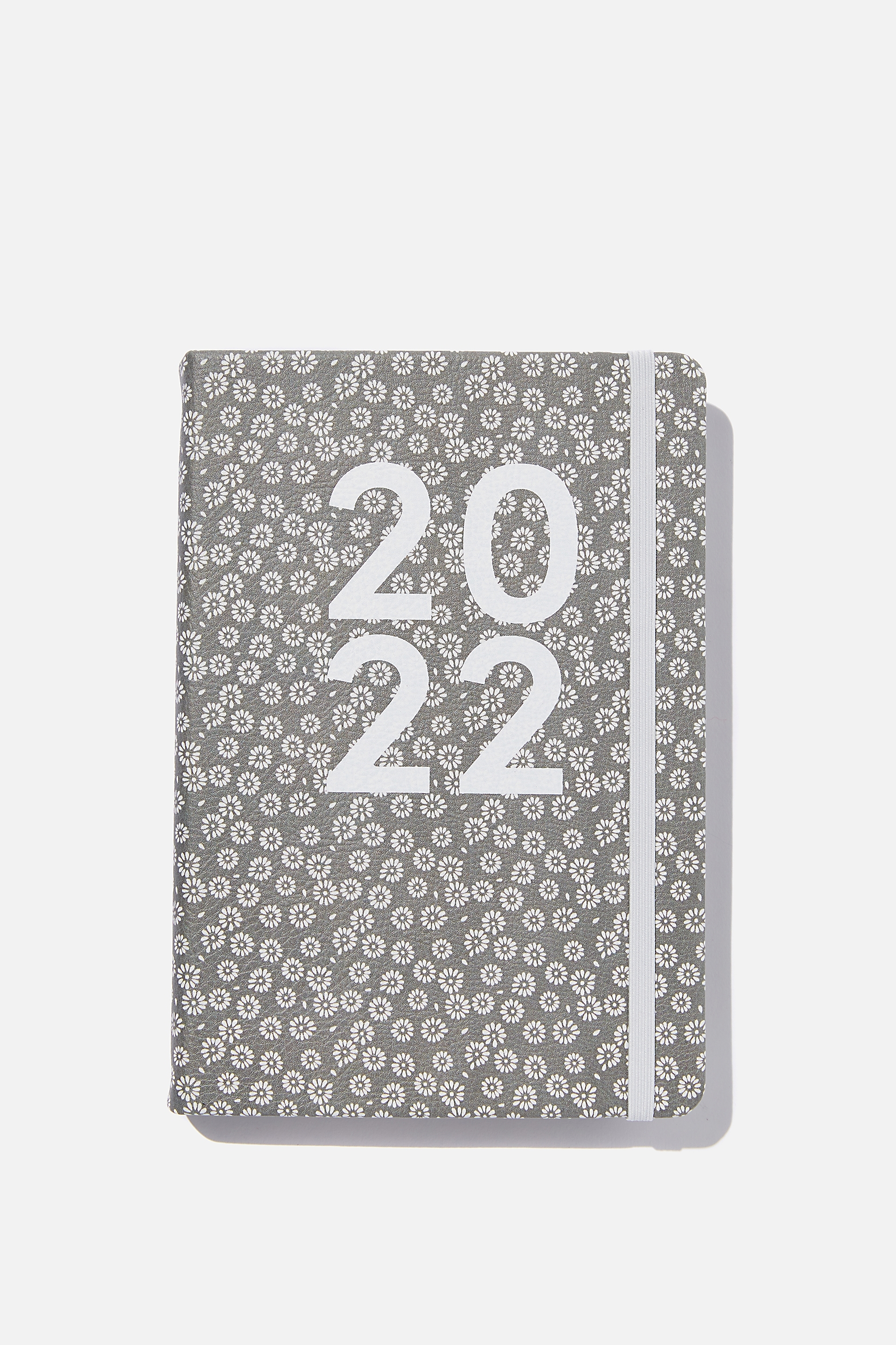 Typo - 2022 A5 Daily Buffalo Diary - Stamped daisy greyscale
