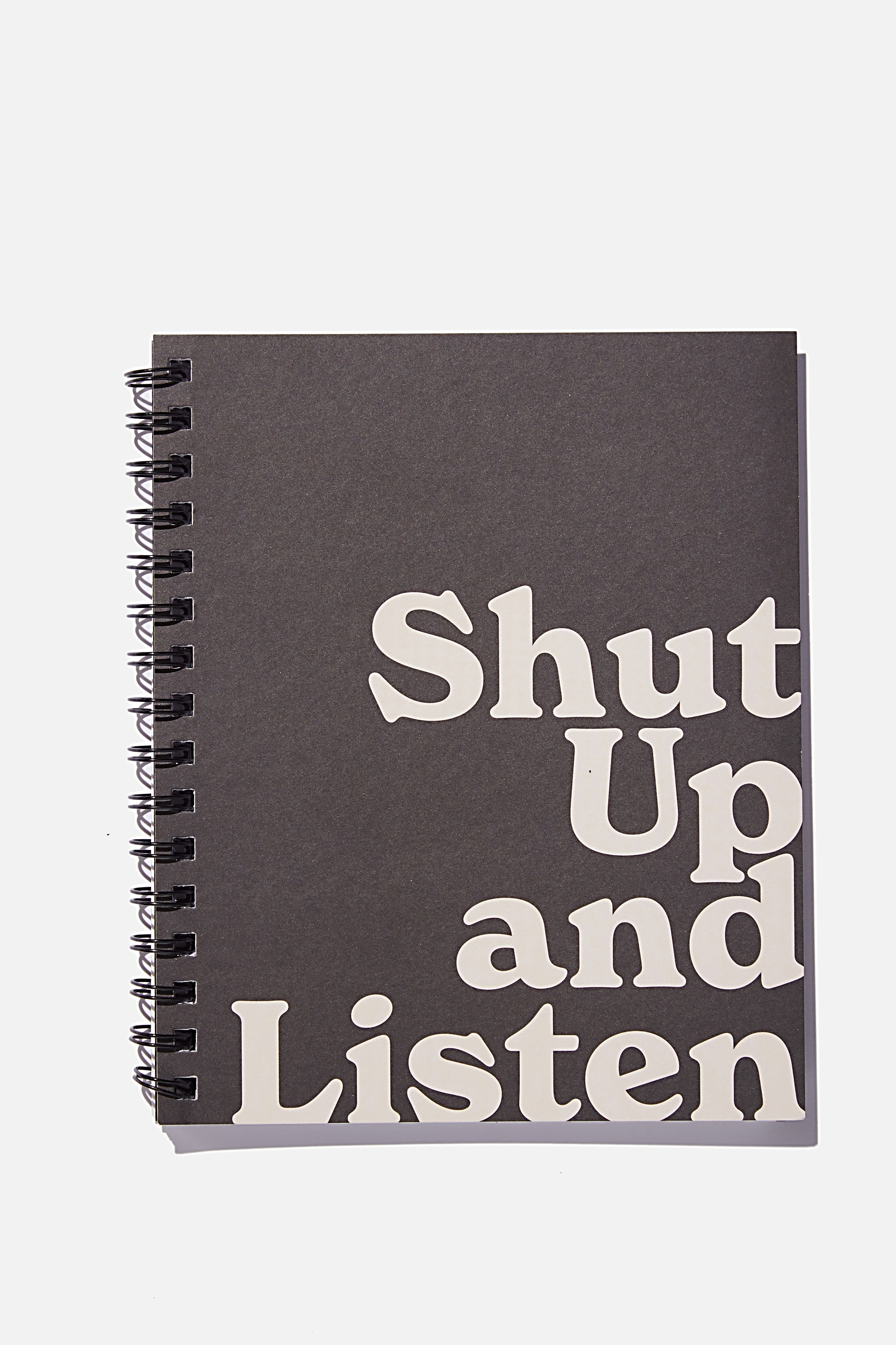 Typo - A5 Campus Notebook Recycled - Shut up and listen black ecru